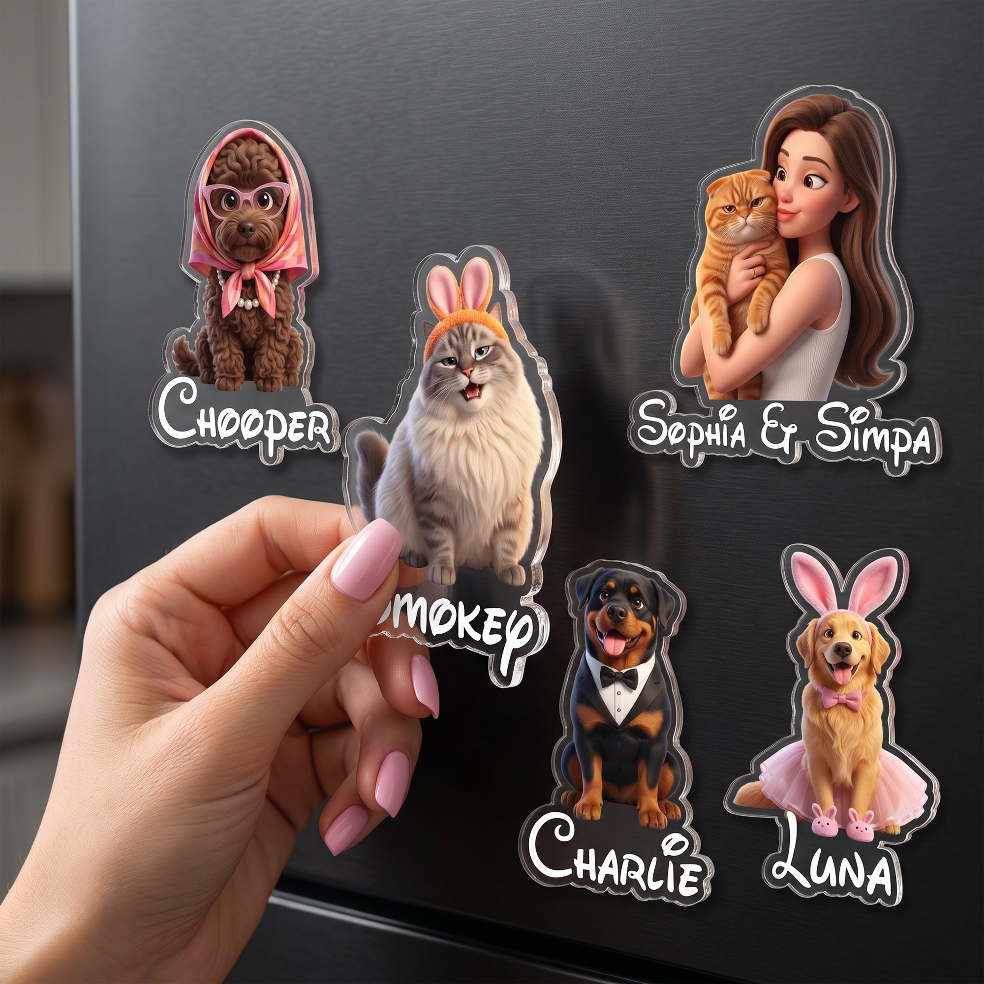 Cartoon Your Pet - Gifts For Dog Mom, Cat Mom - Personalized Magnet