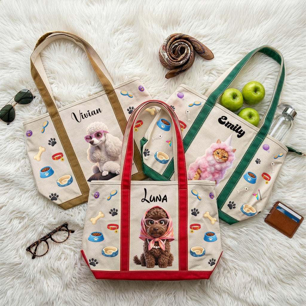 Cartoon Your Pet Photo - Cute 3D Cartoon Style For Dog Mom, Cat Mom - Personalized Tote Bag