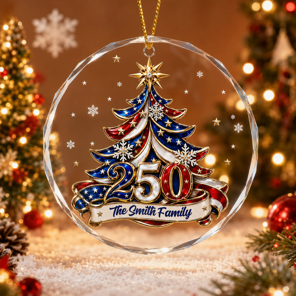 Christmas Tree 250 Years Of Freedom USA - Personalized Ornament