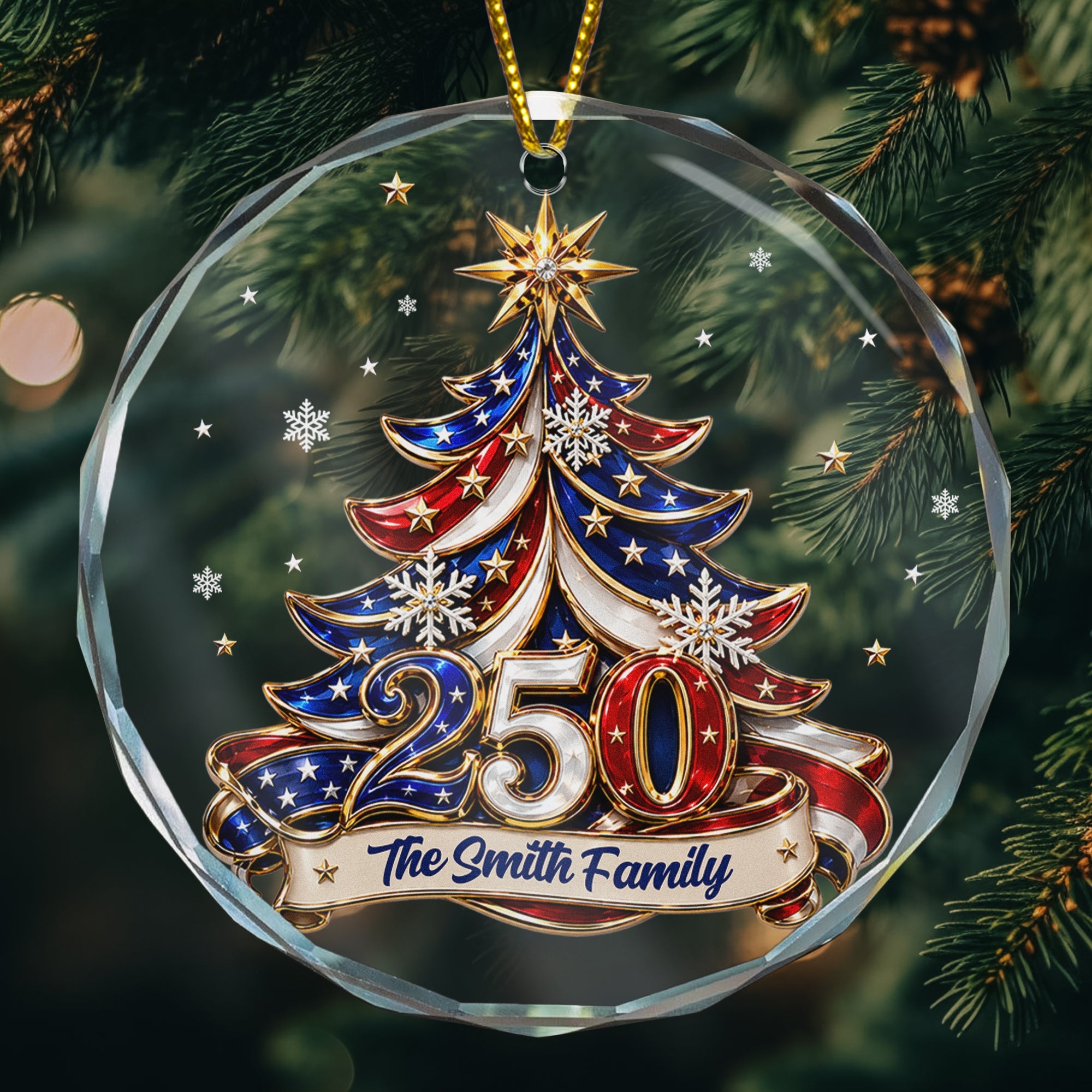 Christmas Tree 250 Years Of Freedom USA - Personalized Ornament