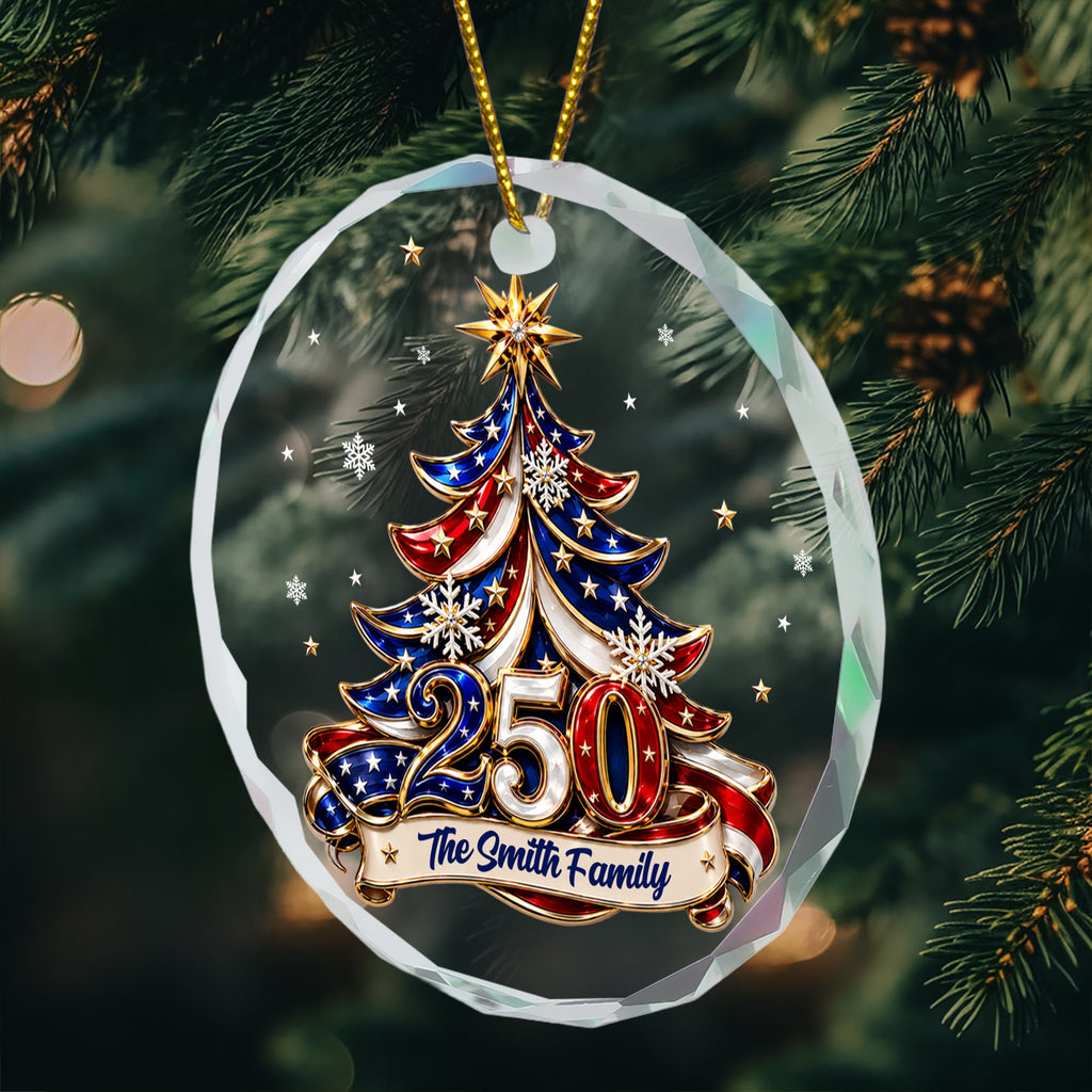 Christmas Tree 250 Years Of Freedom USA - Personalized Ornament