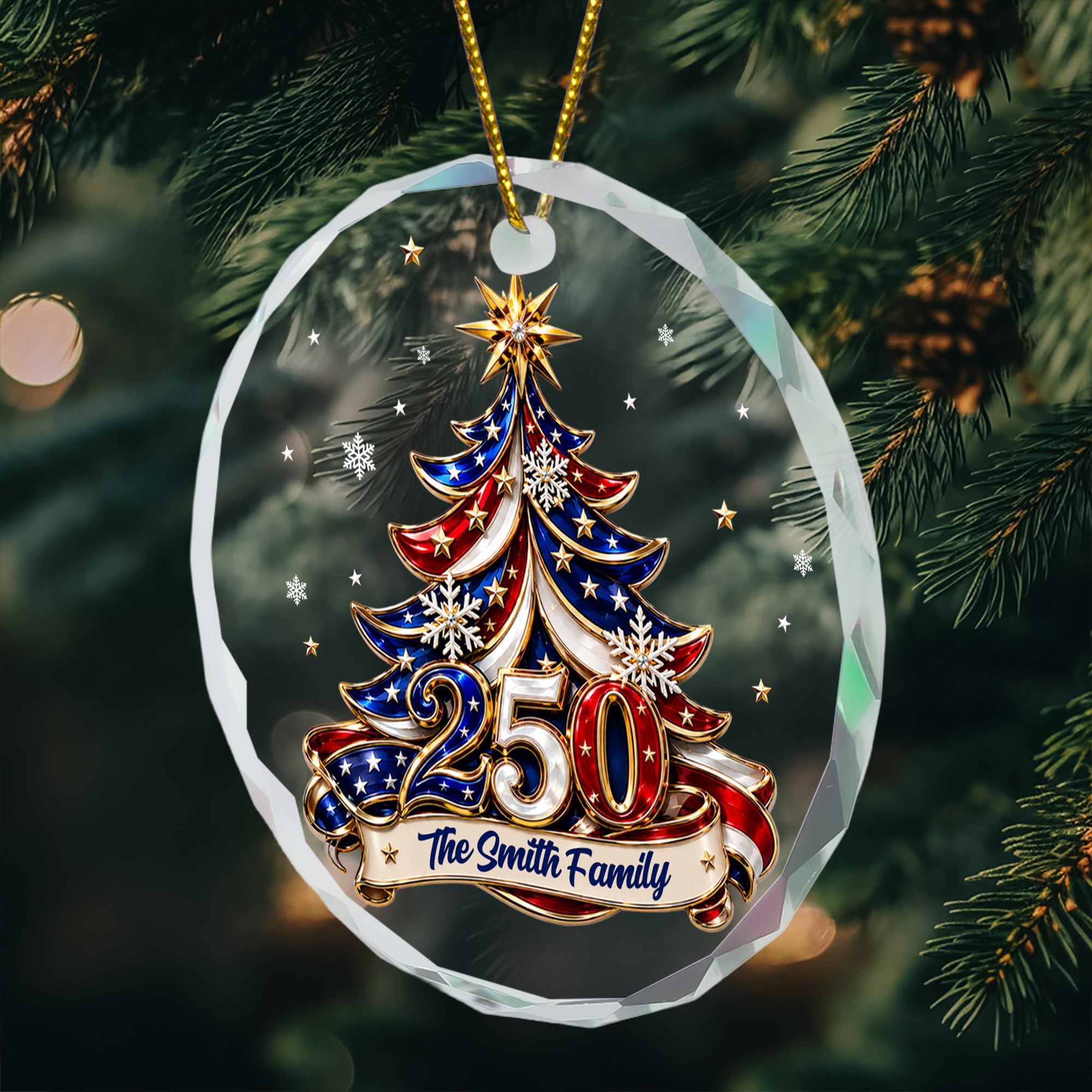 Christmas Tree 250 Years Of Freedom USA - Personalized Ornament