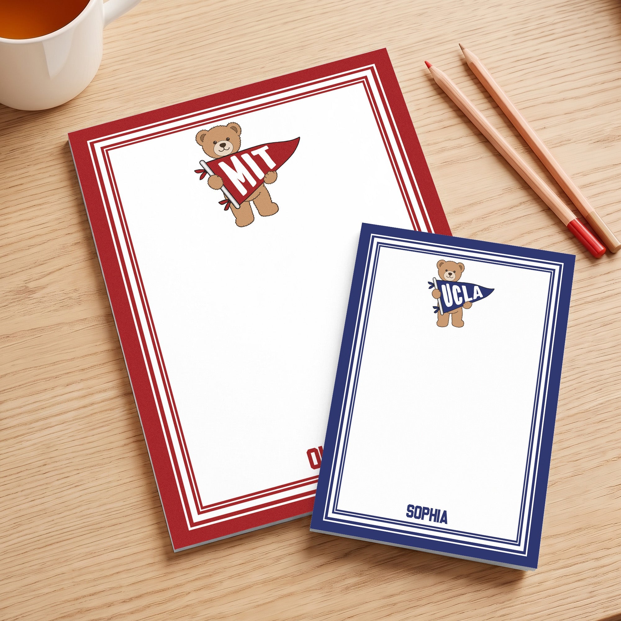 College Bear Pennant - Personalized Notepad