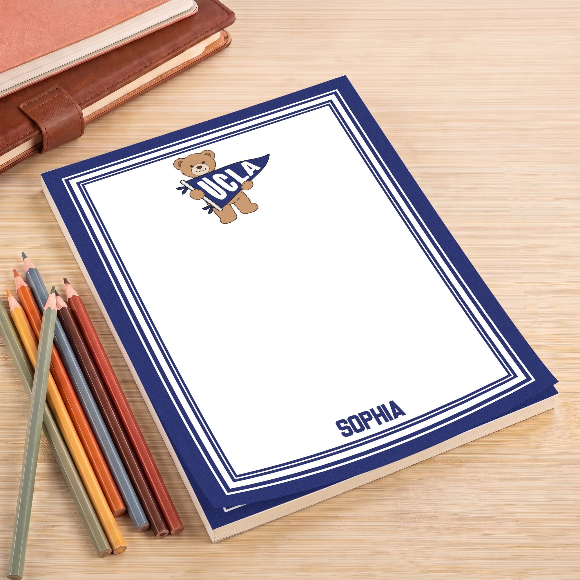College Bear Pennant - Personalized Notepad