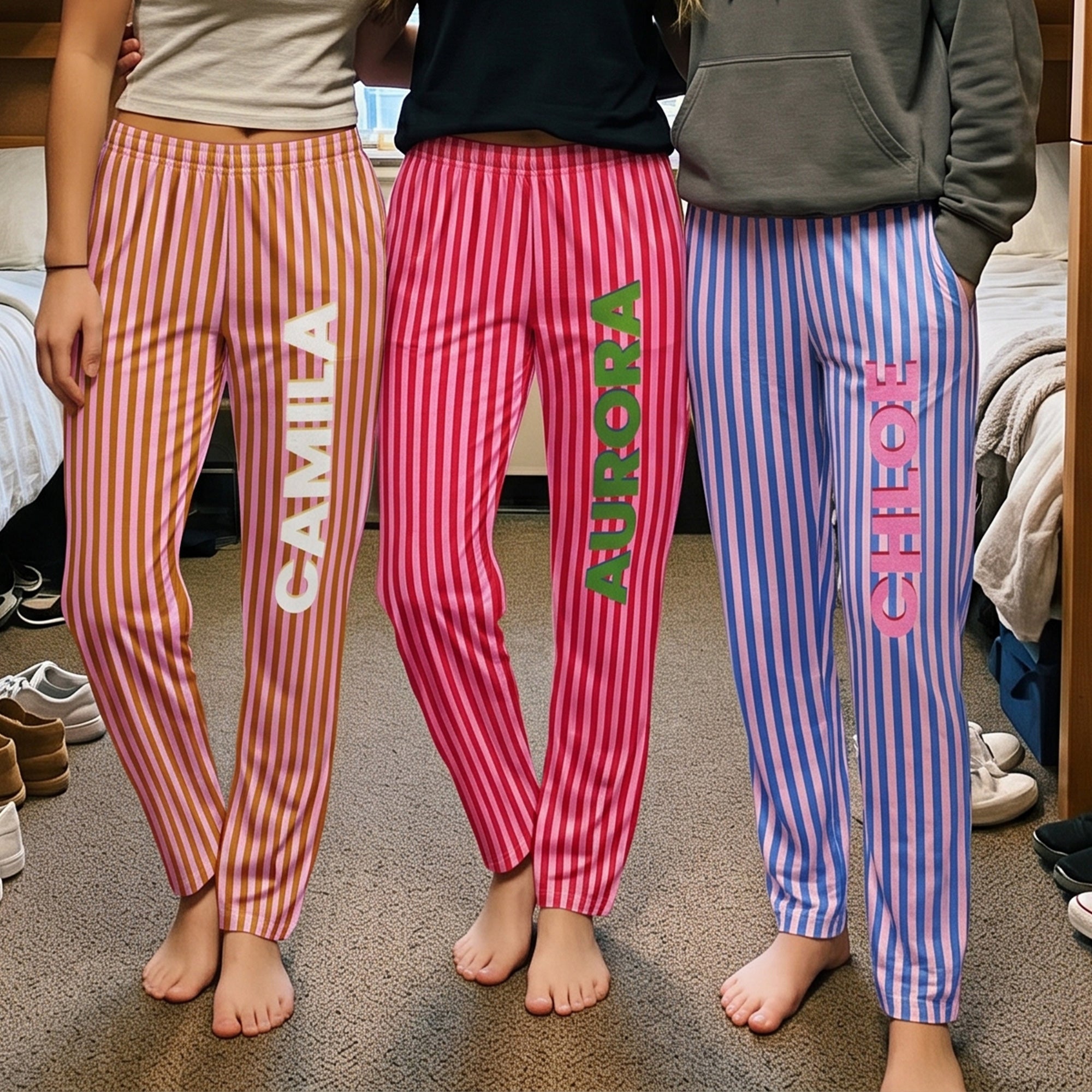 Colorful Stripe With Name - Personalized Lounge Pants