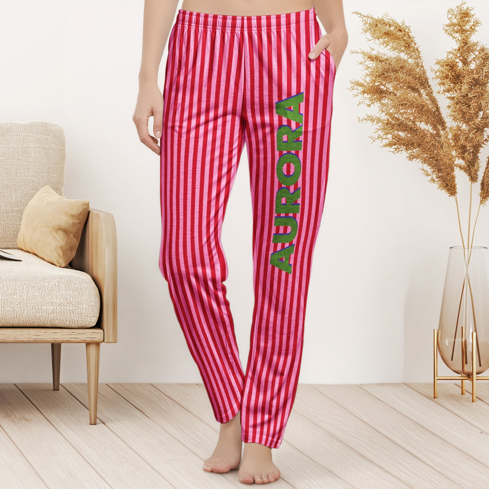 Colorful Stripe With Name - Personalized Lounge Pants