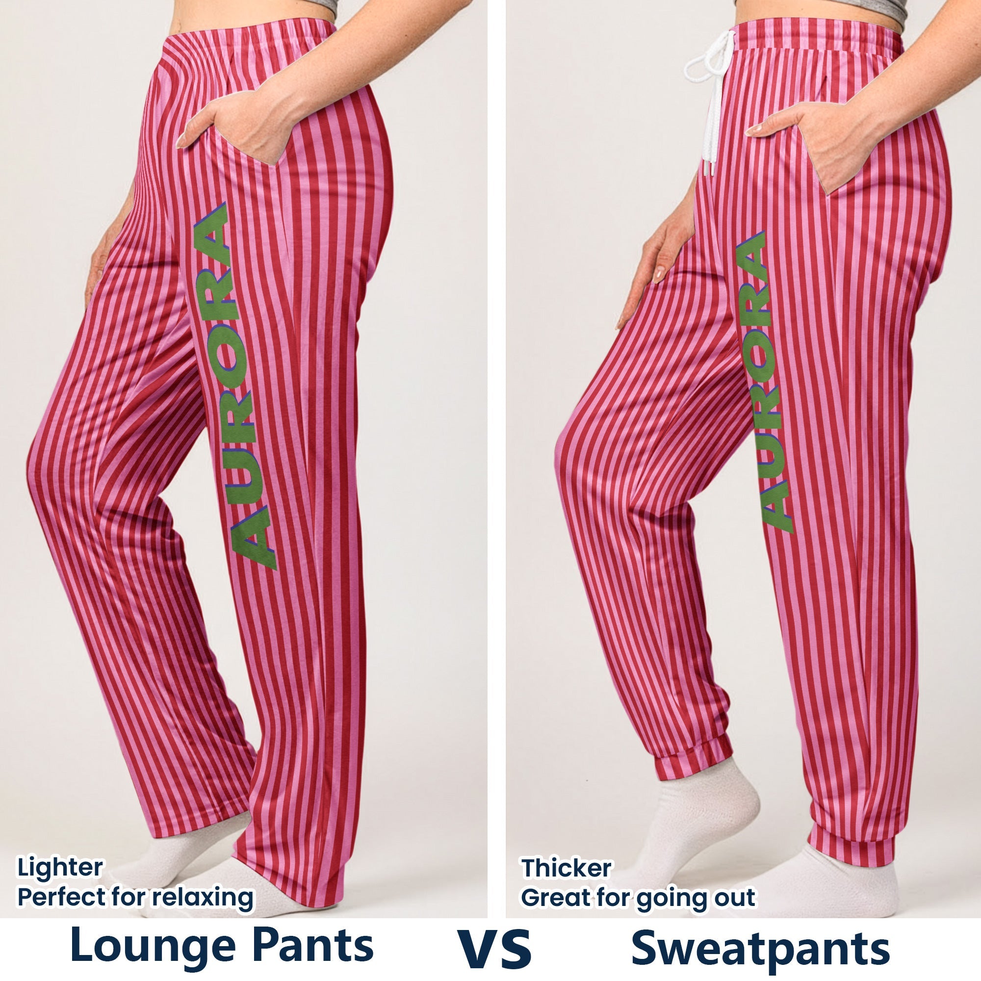 Colorful Stripe With Name - Personalized Lounge Pants