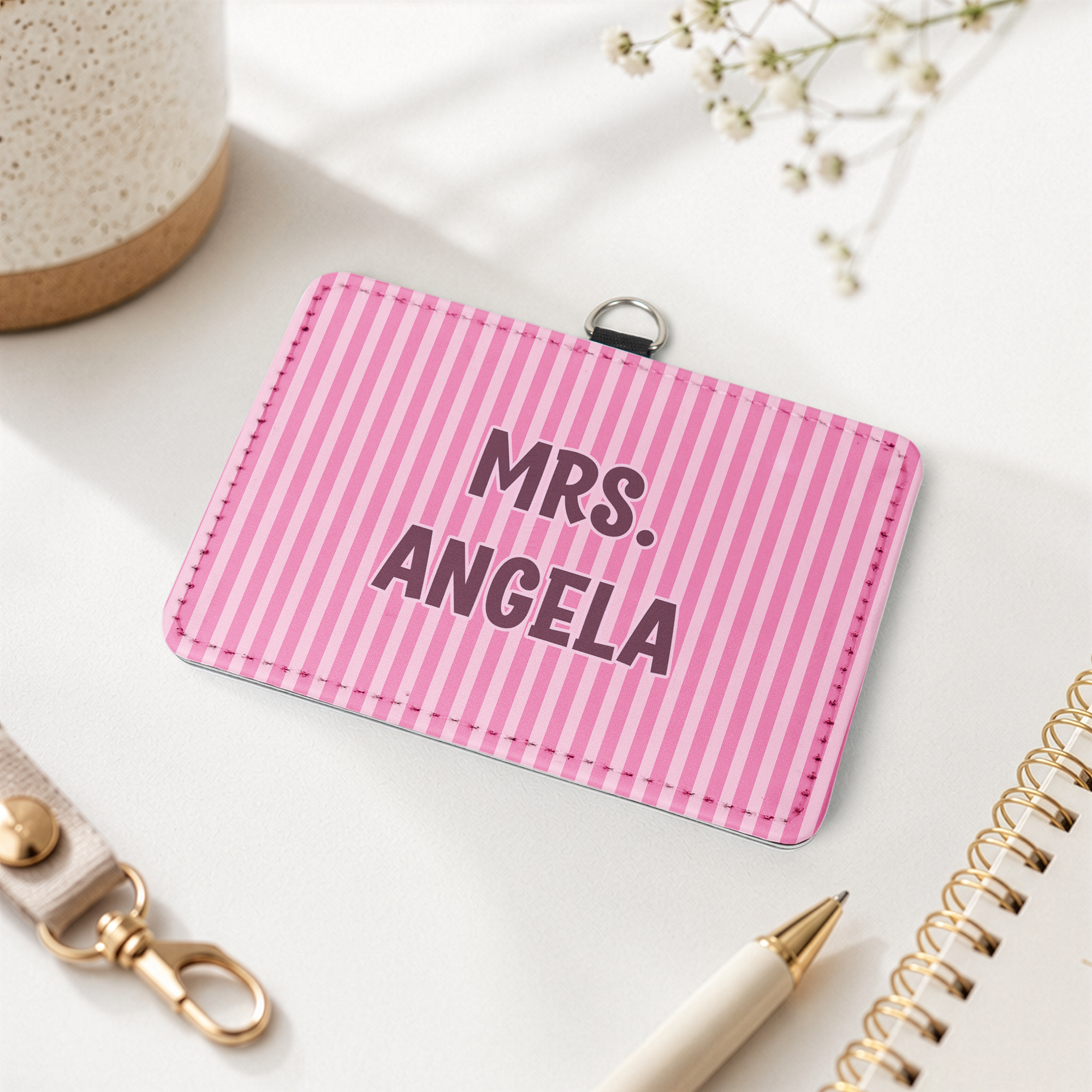 Colorful Stripes Gift For Teacher Coworker Friend - Personalized Badge Holder