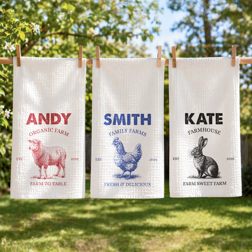 Country Farmhouse, Farm House Kitchen Decor - Personalized Kitchen Towel