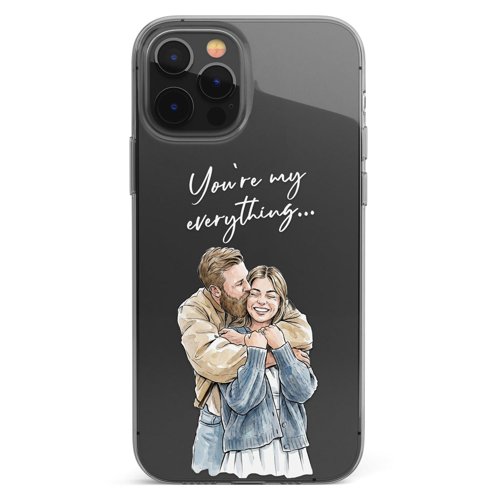 Couple Anniversary Gift For Her, Him Custom Photo Watercolor - Personalized Phone Case