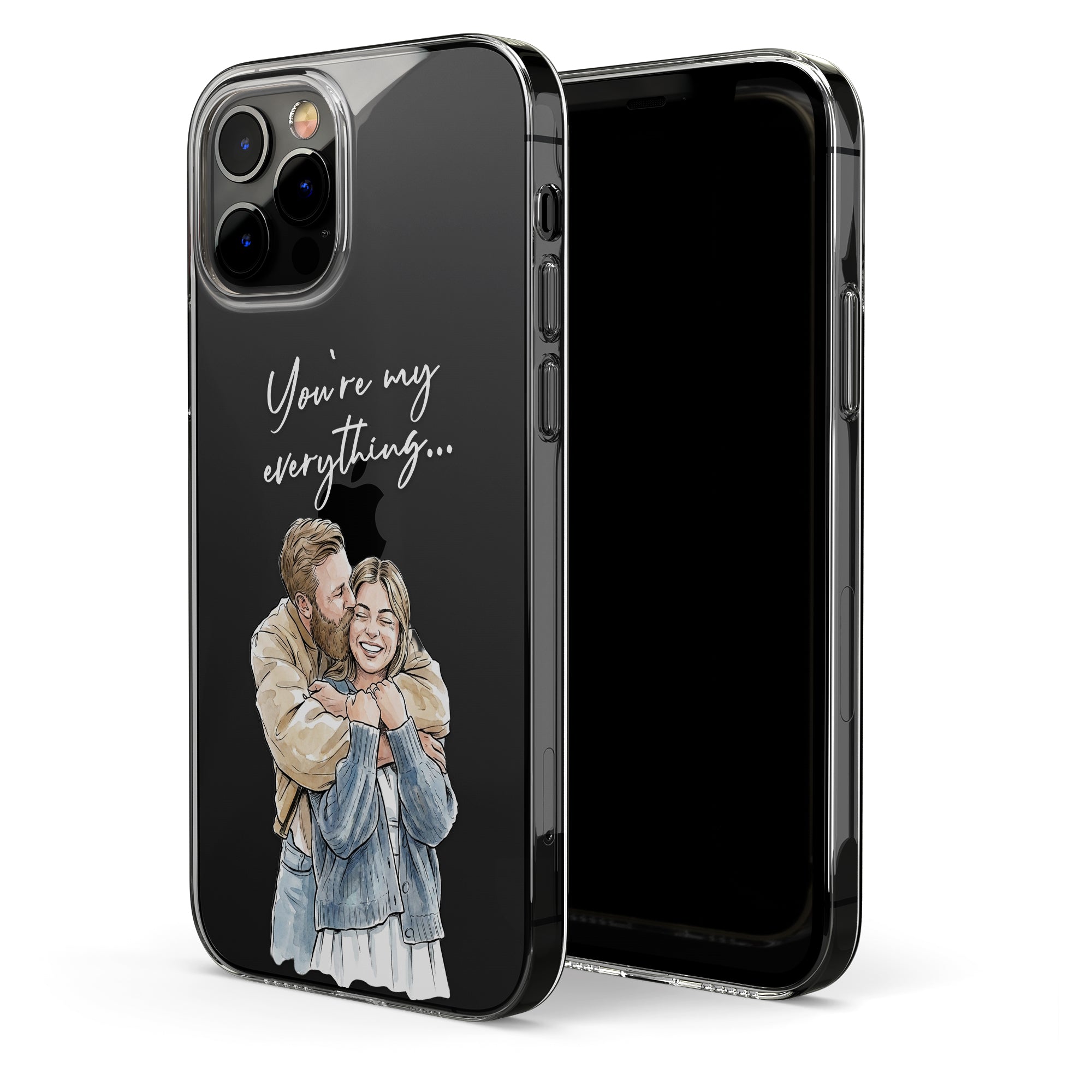 Couple Anniversary Gift For Her, Him Custom Photo Watercolor - Personalized Phone Case