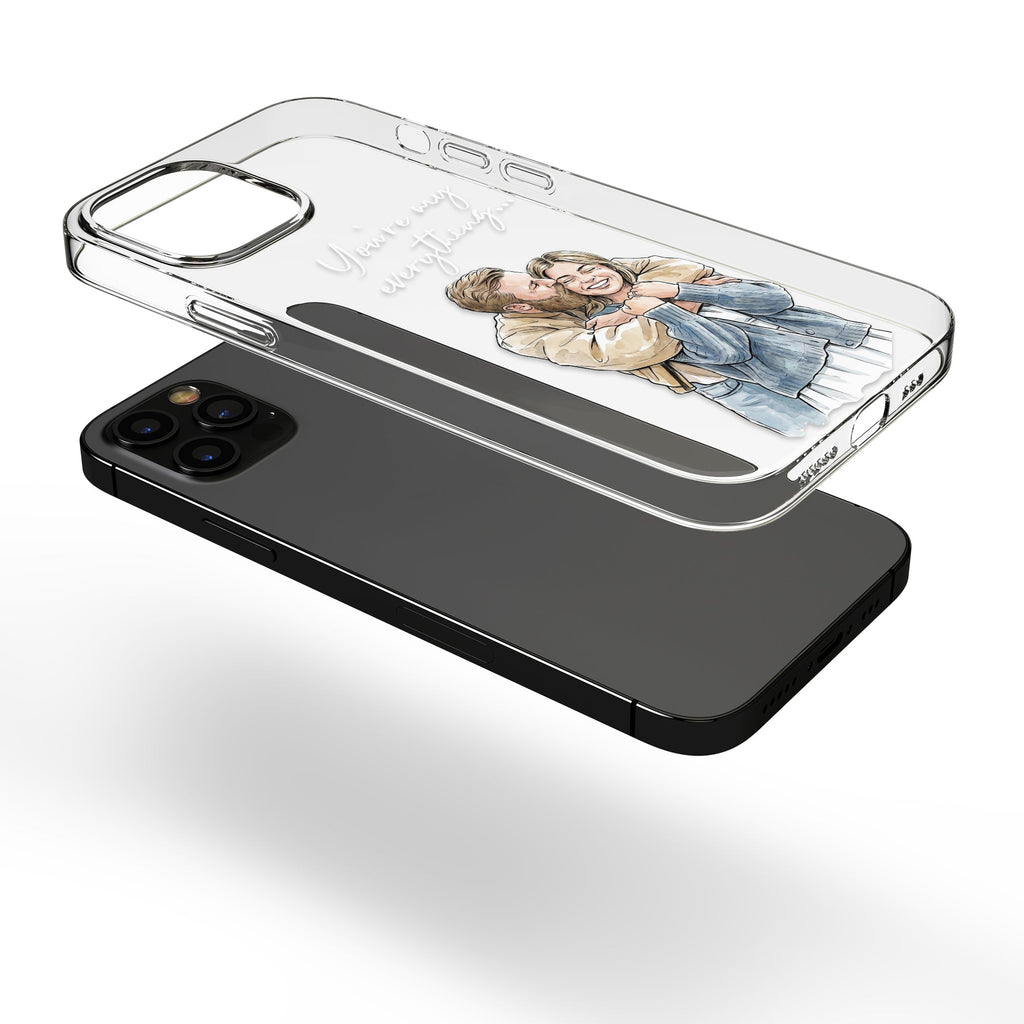 Couple Anniversary Gift For Her, Him Custom Photo Watercolor - Personalized Phone Case