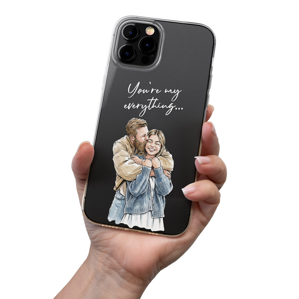 Couple Anniversary Gift For Her, Him Custom Photo Watercolor - Personalized Phone Case