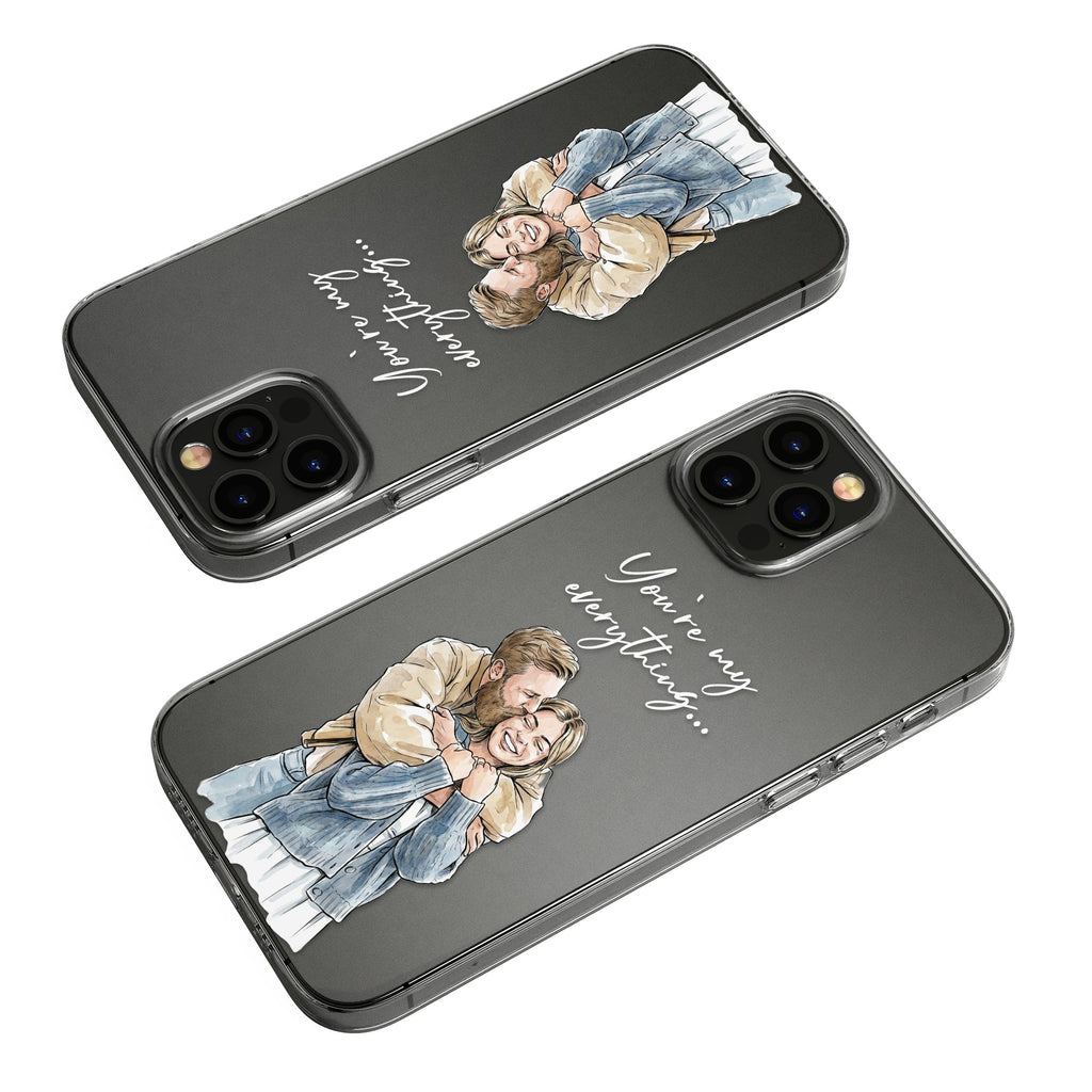 Couple Anniversary Gift For Her, Him Custom Photo Watercolor - Personalized Phone Case