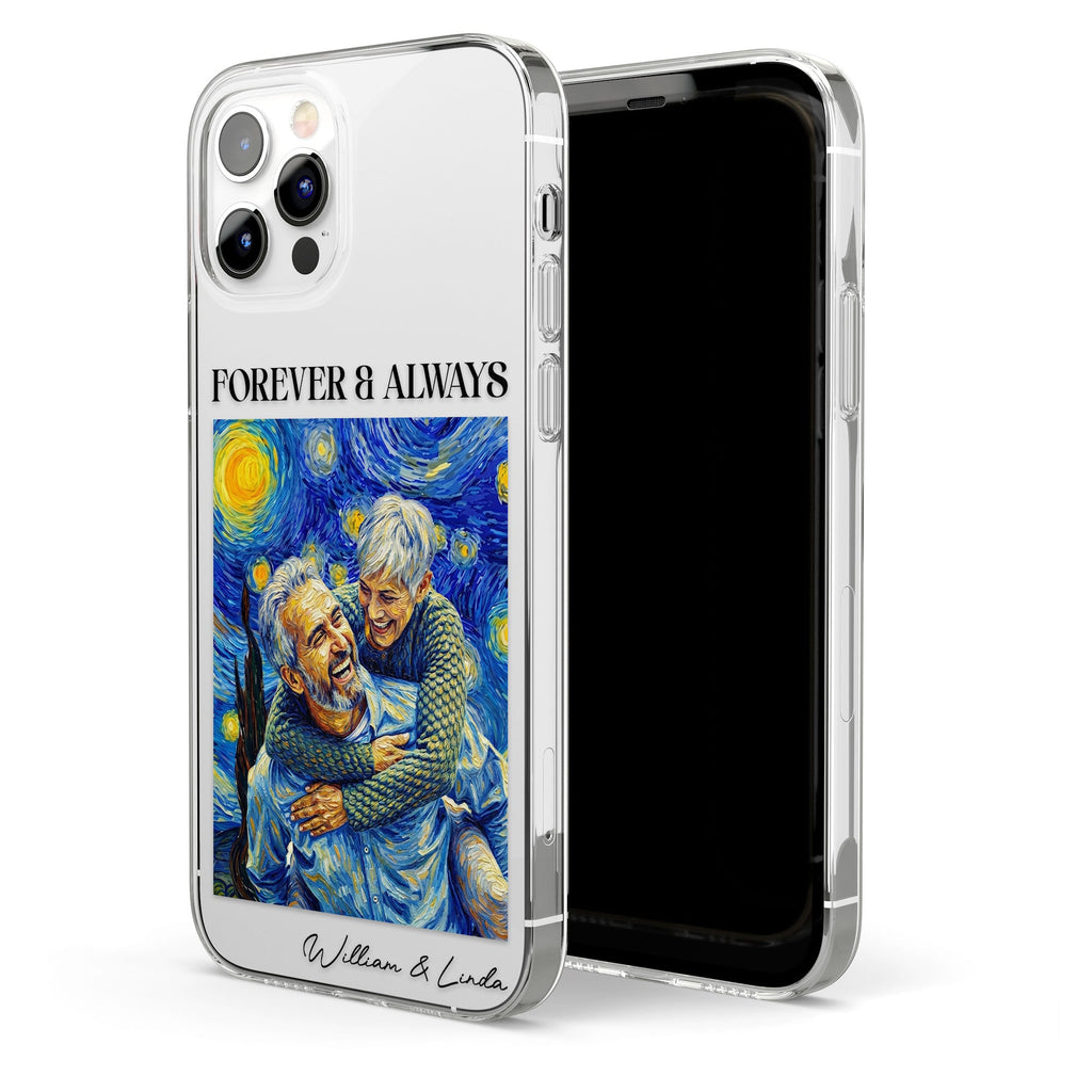 Couple Photo Van Gogh Art Forever & Always Anniversary Gift For Him, Her - Personalized Phone Case