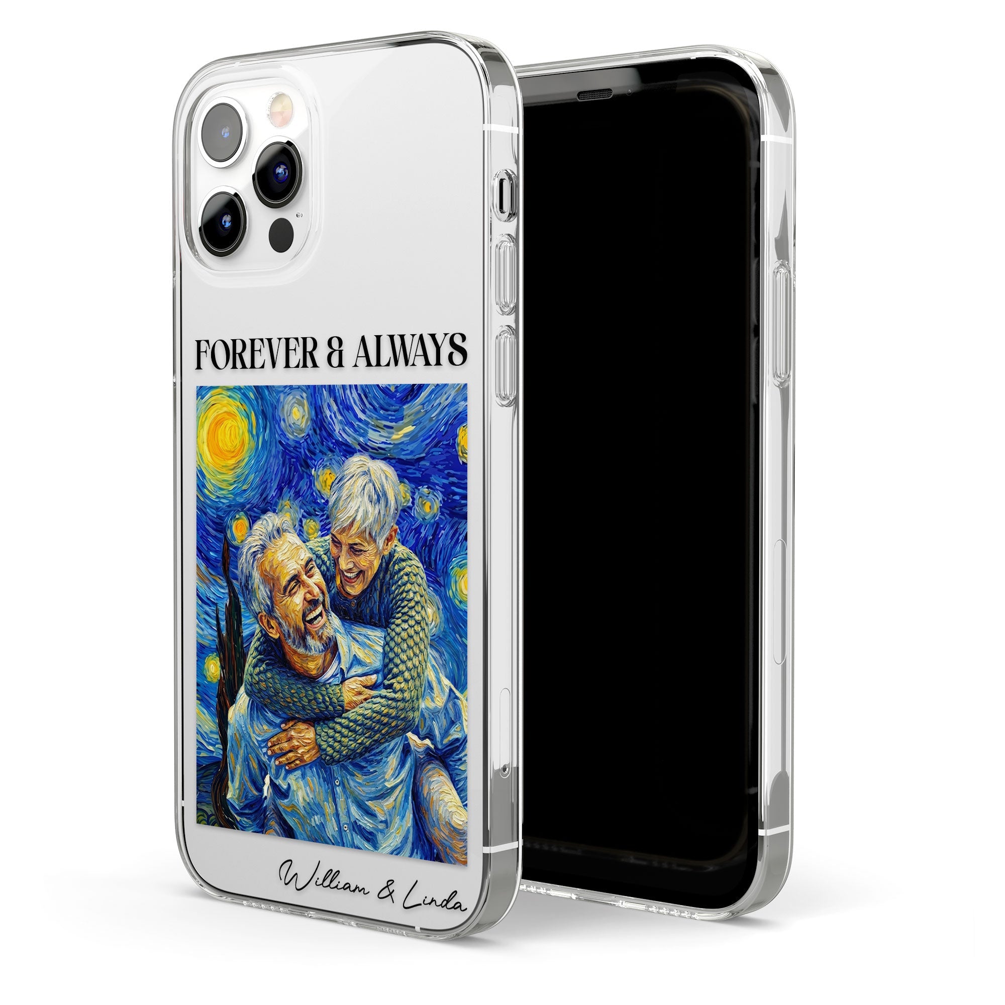 Couple Photo Van Gogh Art Forever & Always Anniversary Gift For Him, Her - Personalized Phone Case