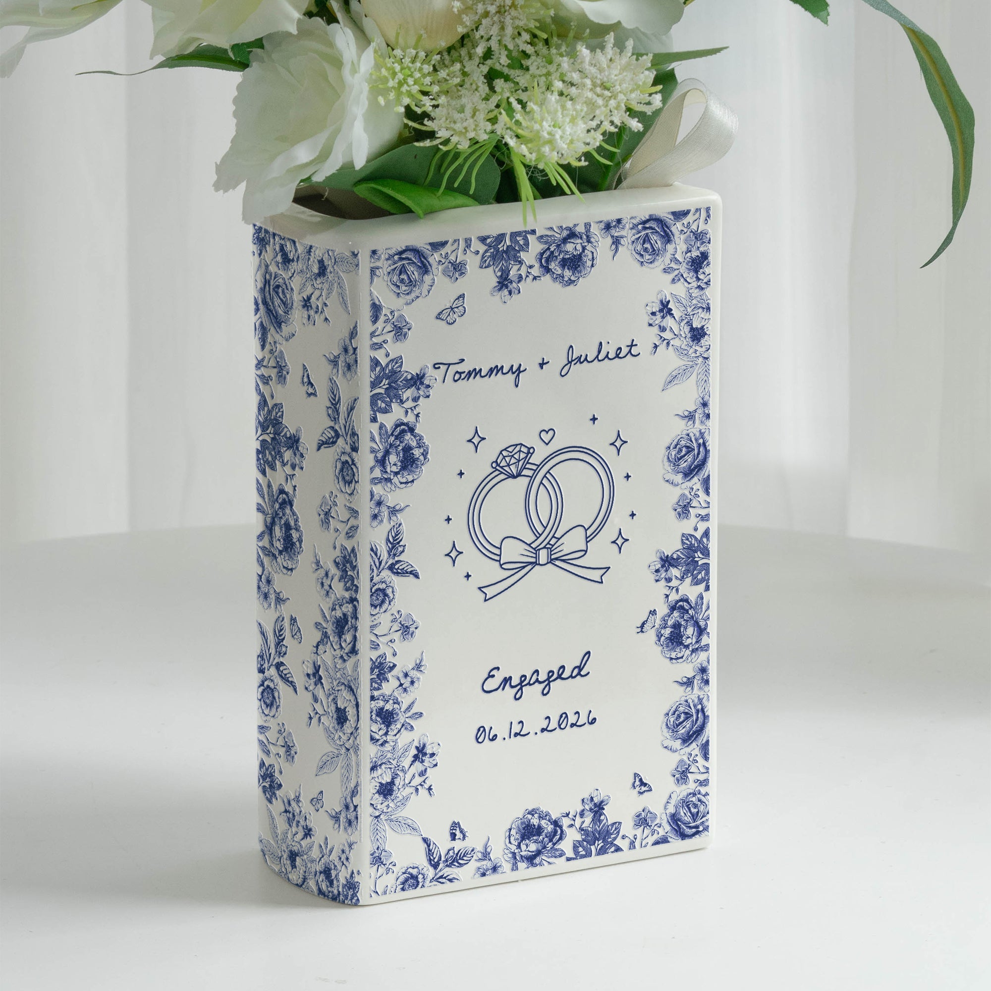 Couple Wedding Gifts Toile De Jouy Style - Personalized Vase