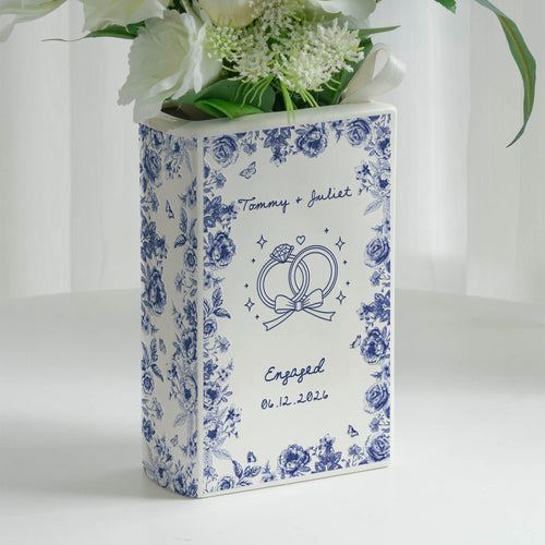 Couple Wedding Gifts Toile De Jouy Style - Personalized Vase