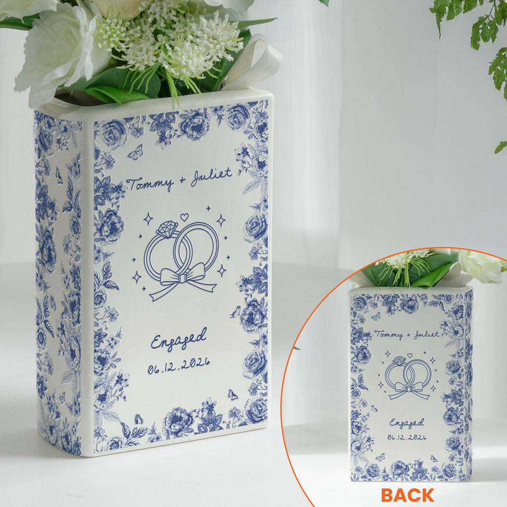 Couple Wedding Gifts Toile De Jouy Style - Personalized Vase
