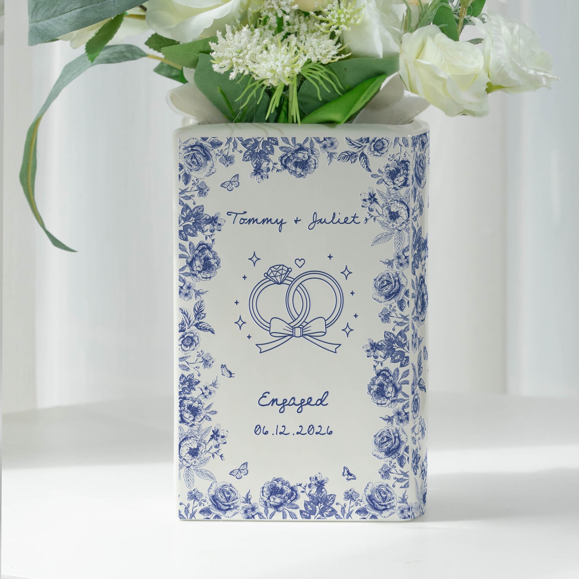 Couple Wedding Gifts Toile De Jouy Style - Personalized Vase