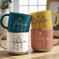 Couple With Pet, Dog Lovers, Cat Lovers - Line Art Style - Personalized Mugs