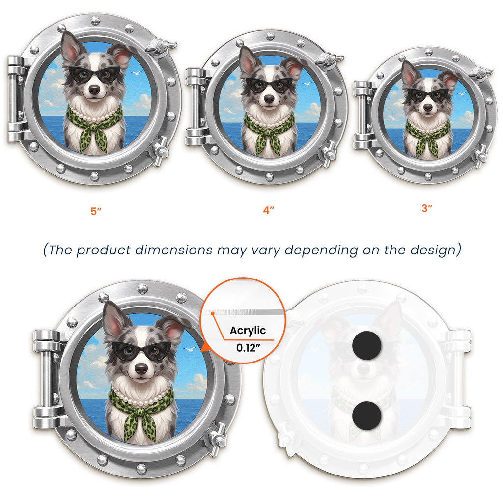 Cruise Door Decor Custom Pet Cartoon Themed Porthole - Personalized Magnet