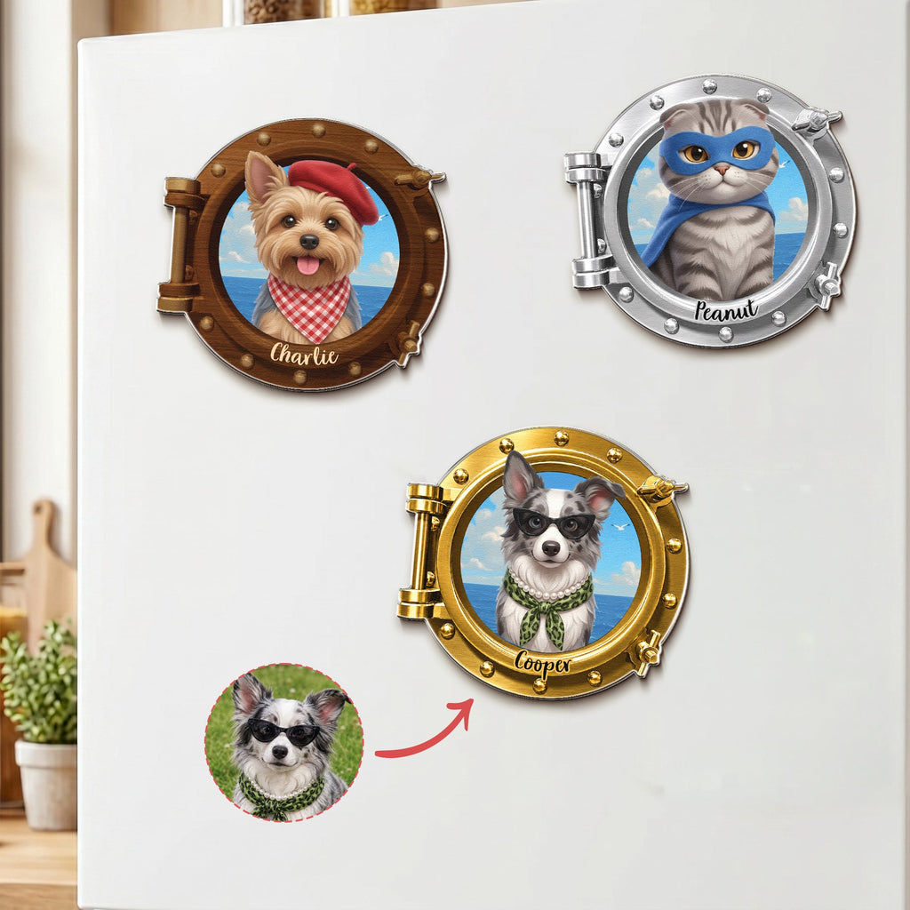 Cruise Door Decor Custom Pet Cartoon Themed Porthole - Personalized Magnet