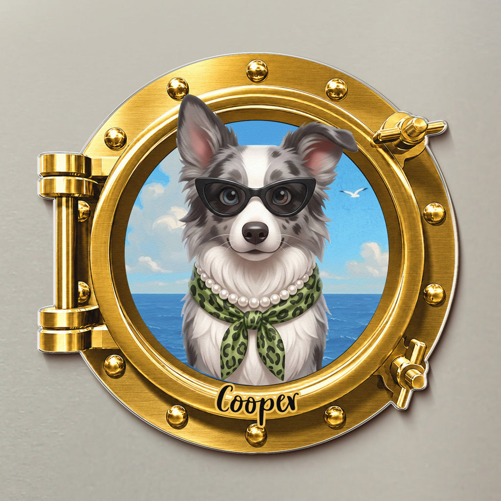 Cruise Door Decor Custom Pet Cartoon Themed Porthole - Personalized Magnet