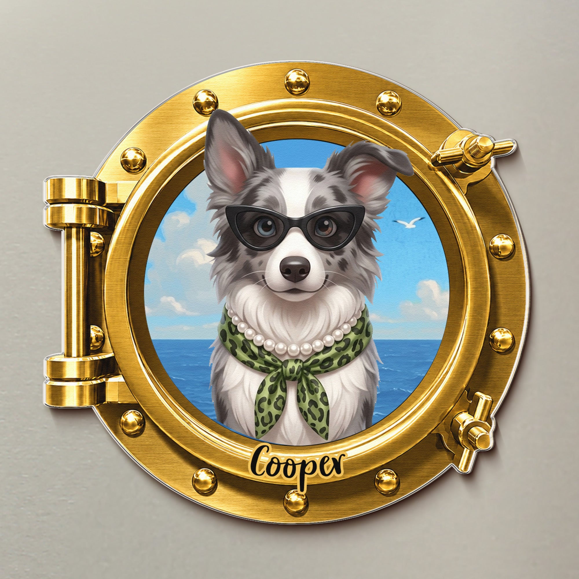 Cruise Door Decor Custom Pet Cartoon Themed Porthole - Personalized Magnet