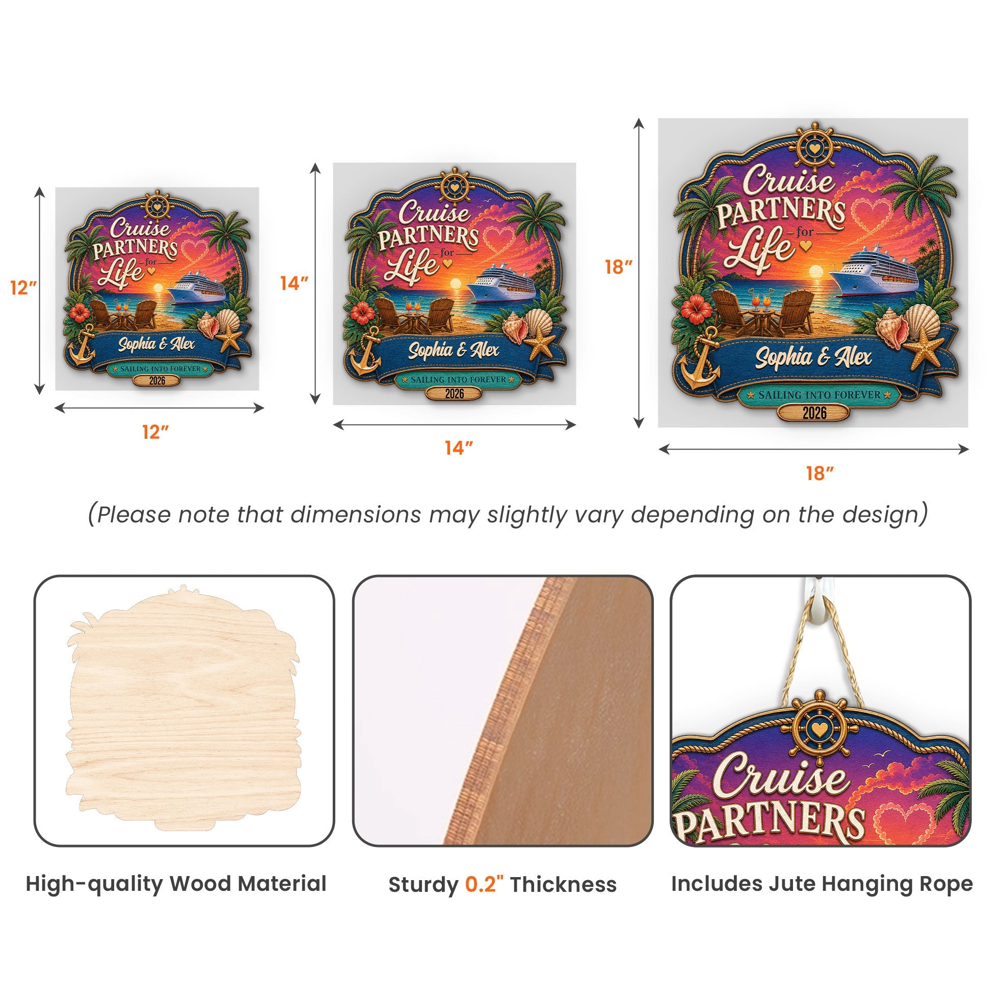 Cruise Door Signs Stateroom Decor Cruising Couple Vacation, Honey Moon - Personalized Wood Sign