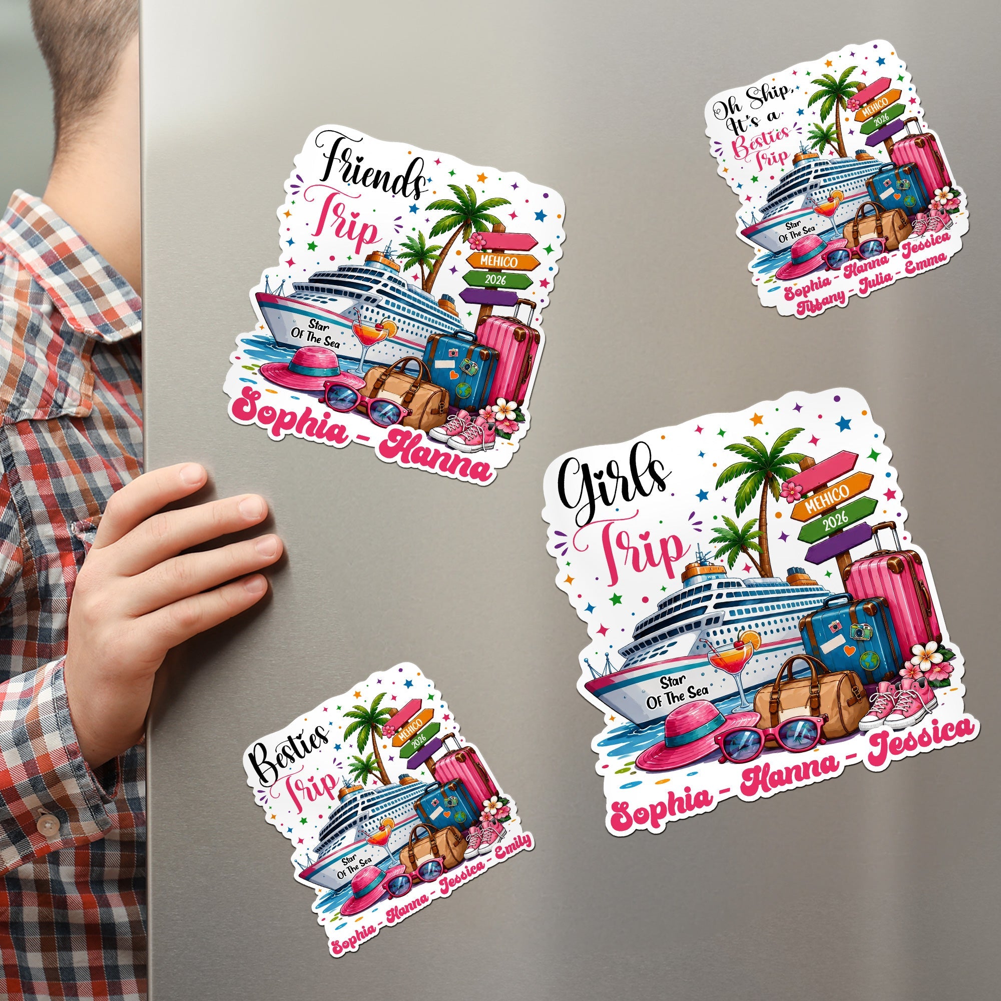 Cruise Door Signs Stateroom Decor Cruising Family Vacation, Girls Trip, Bachelor - Personalized Magnet