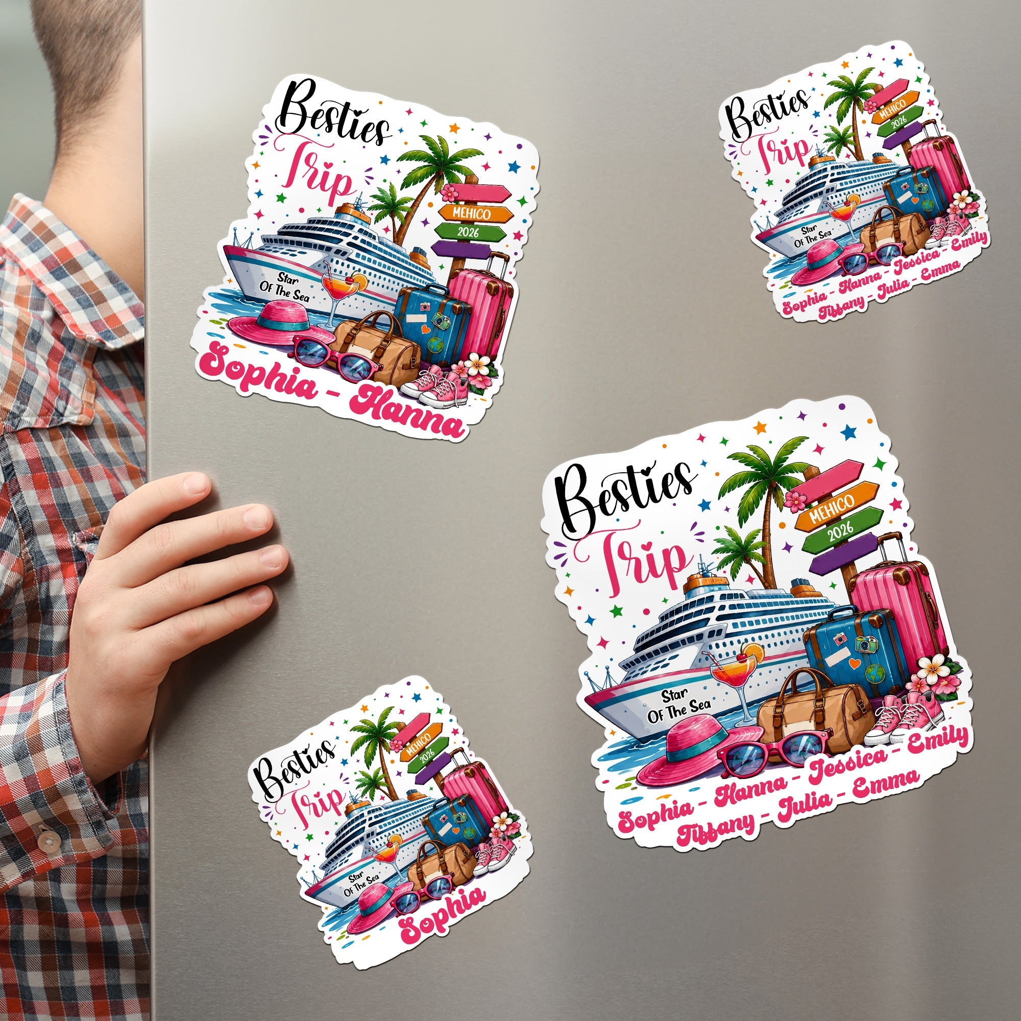 Cruise Door Signs Stateroom Decor Cruising Family Vacation, Girls Trip, Bachelor - Personalized Magnet