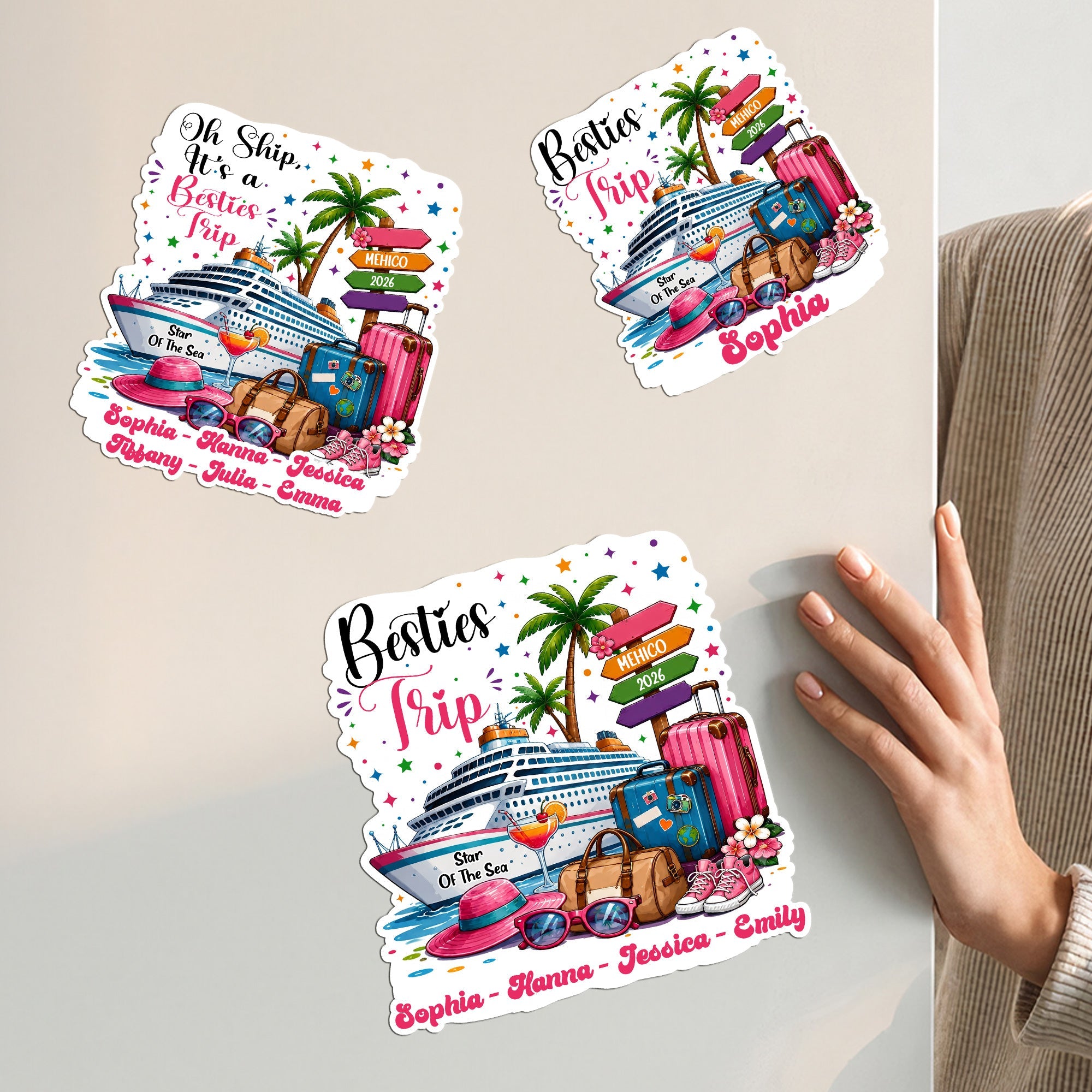 Cruise Door Signs Stateroom Decor Cruising Family Vacation, Girls Trip, Bachelor - Personalized Magnet