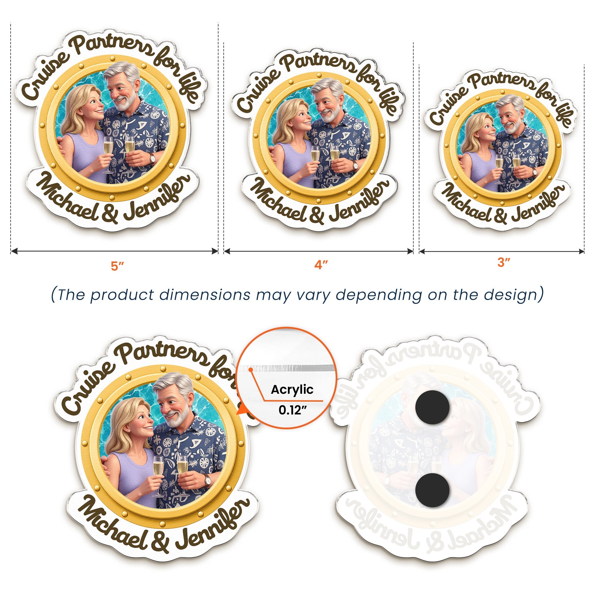 Cruise Partners For Life Custom Photo 3D Style - Personalized Magnet