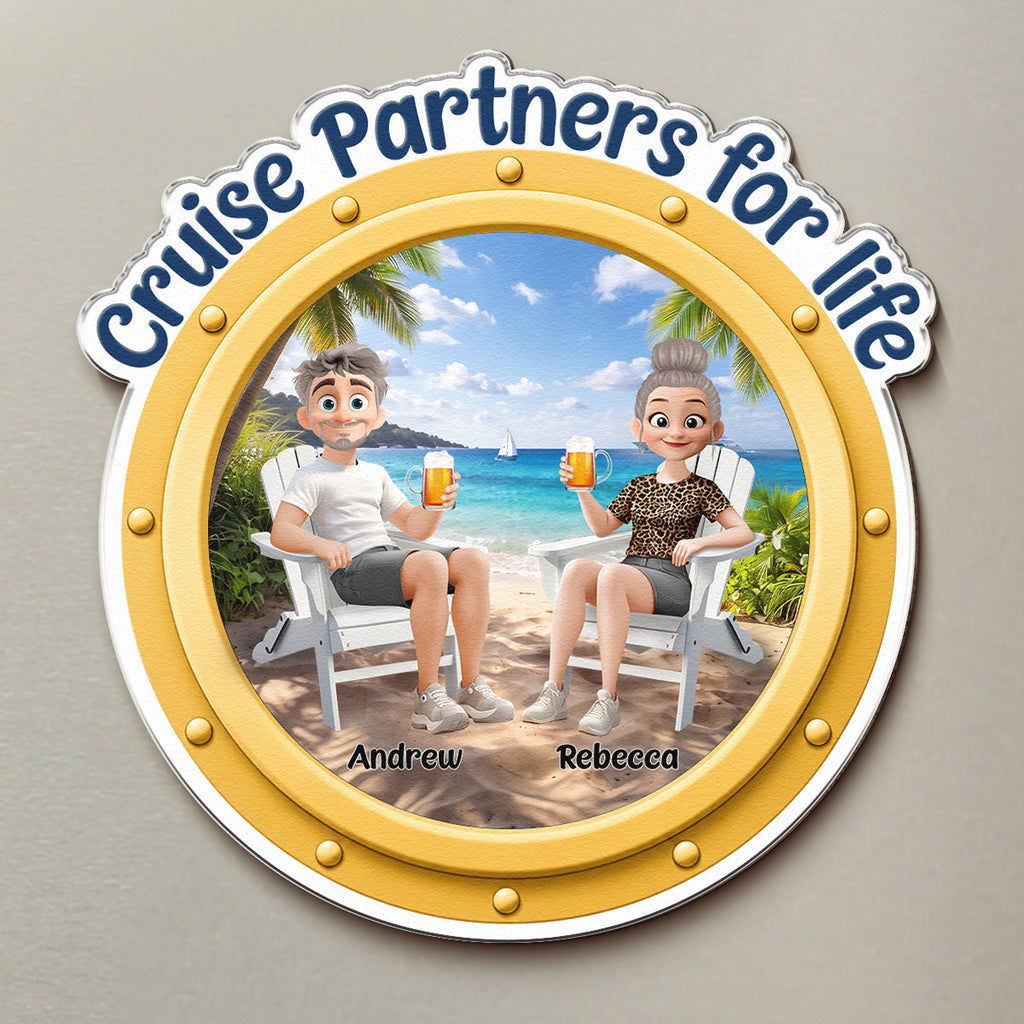 Cruise Partners For Life New Version Anniversary Gifts For Her, Him - Personalized Magnet