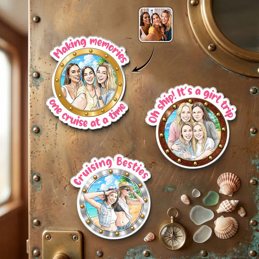 Cruising Besties Cruise Door Decor Friendship Summer Gifts - Personalized Magnet