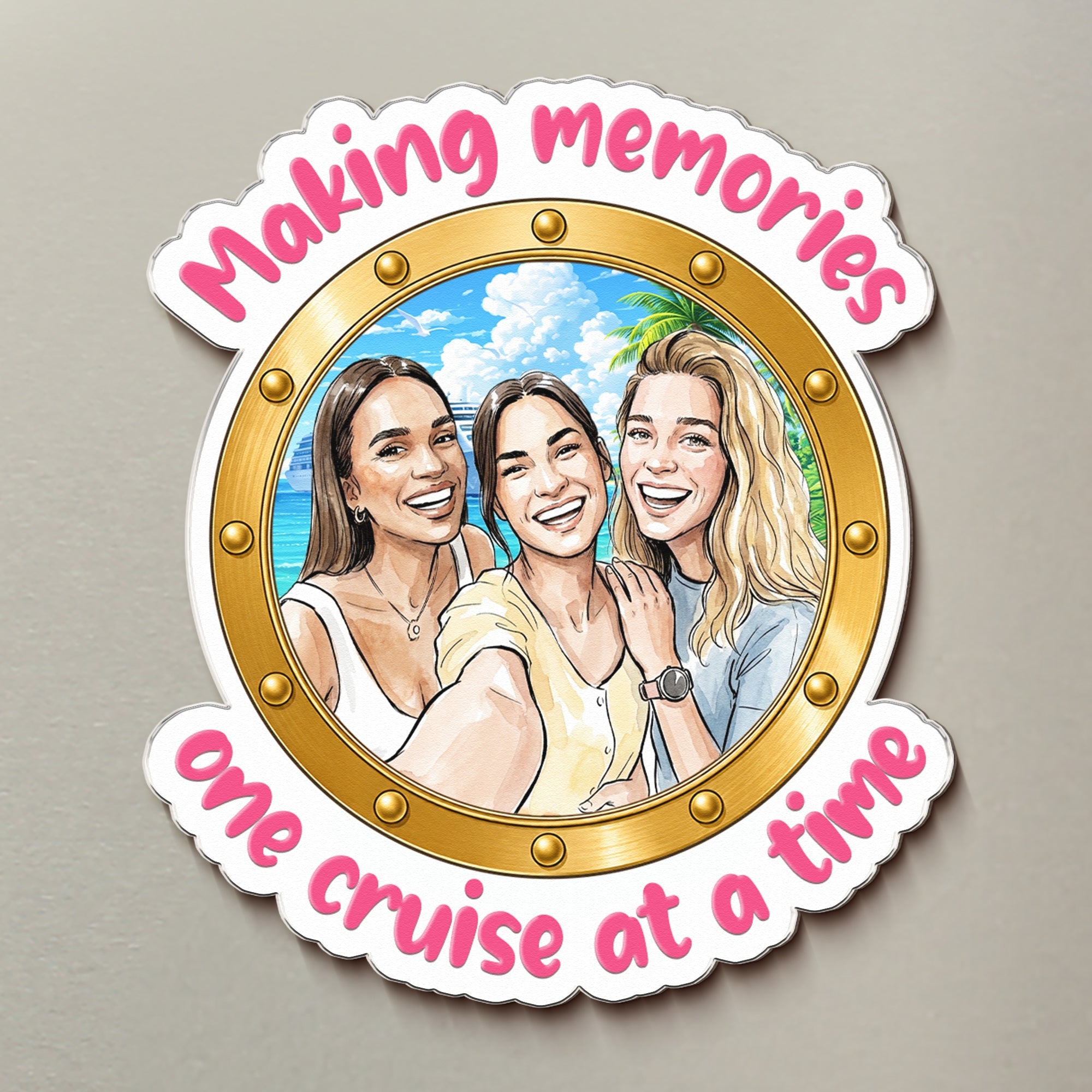 Cruising Besties Cruise Door Decor Friendship Summer Gifts - Personalized Magnet