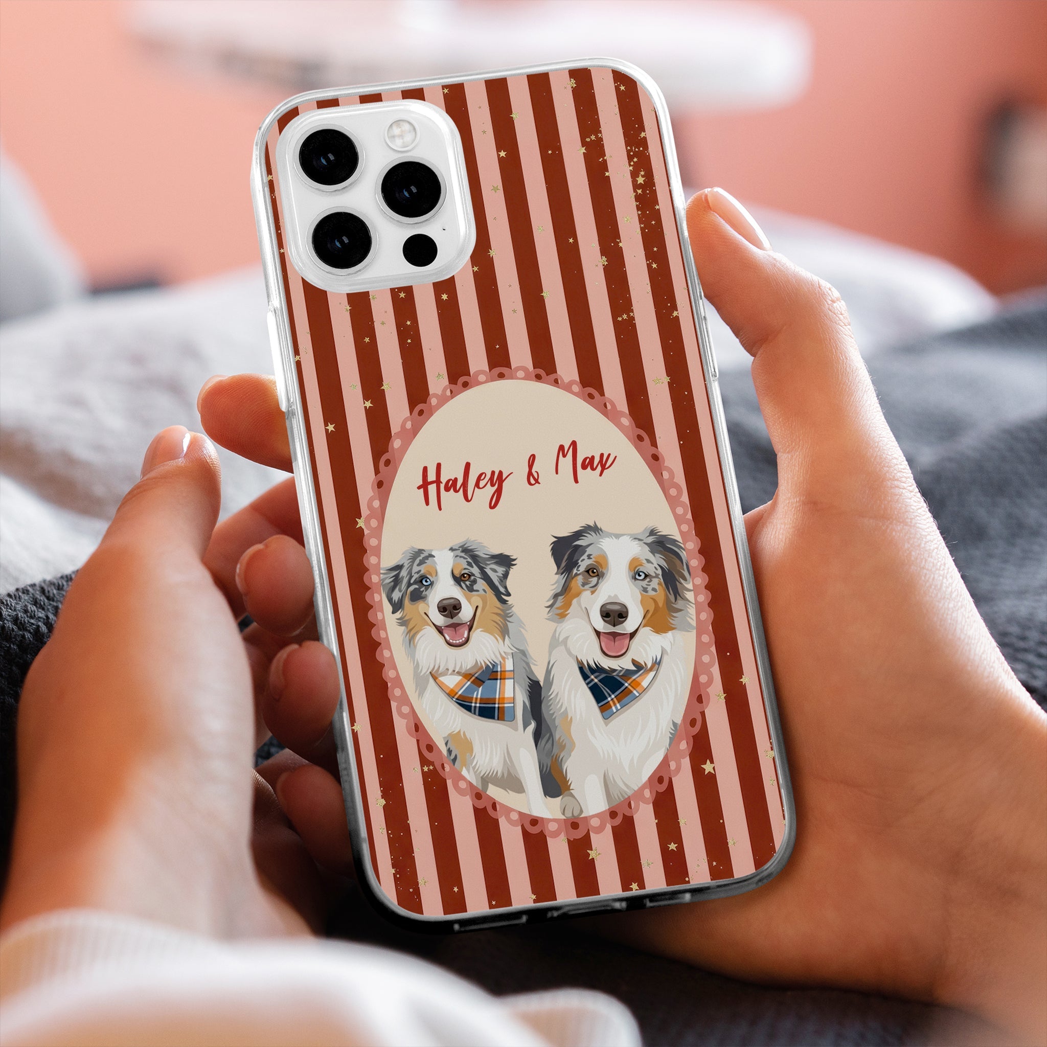 Custom Dog Cat Portrait - Turn Pet Photo Into Art - Retro Frame - Personalized Phone Case