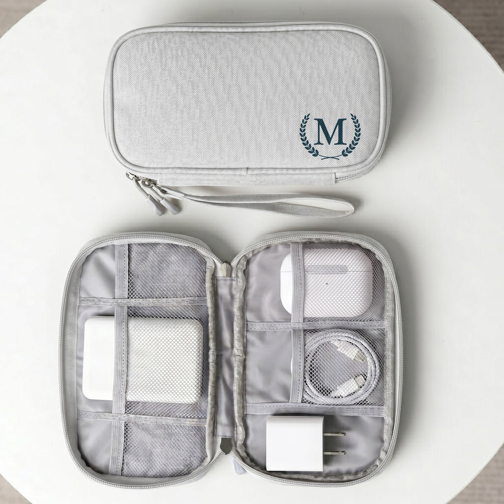 Custom Name Monogram Gift For Him - Personalized Cable Bag