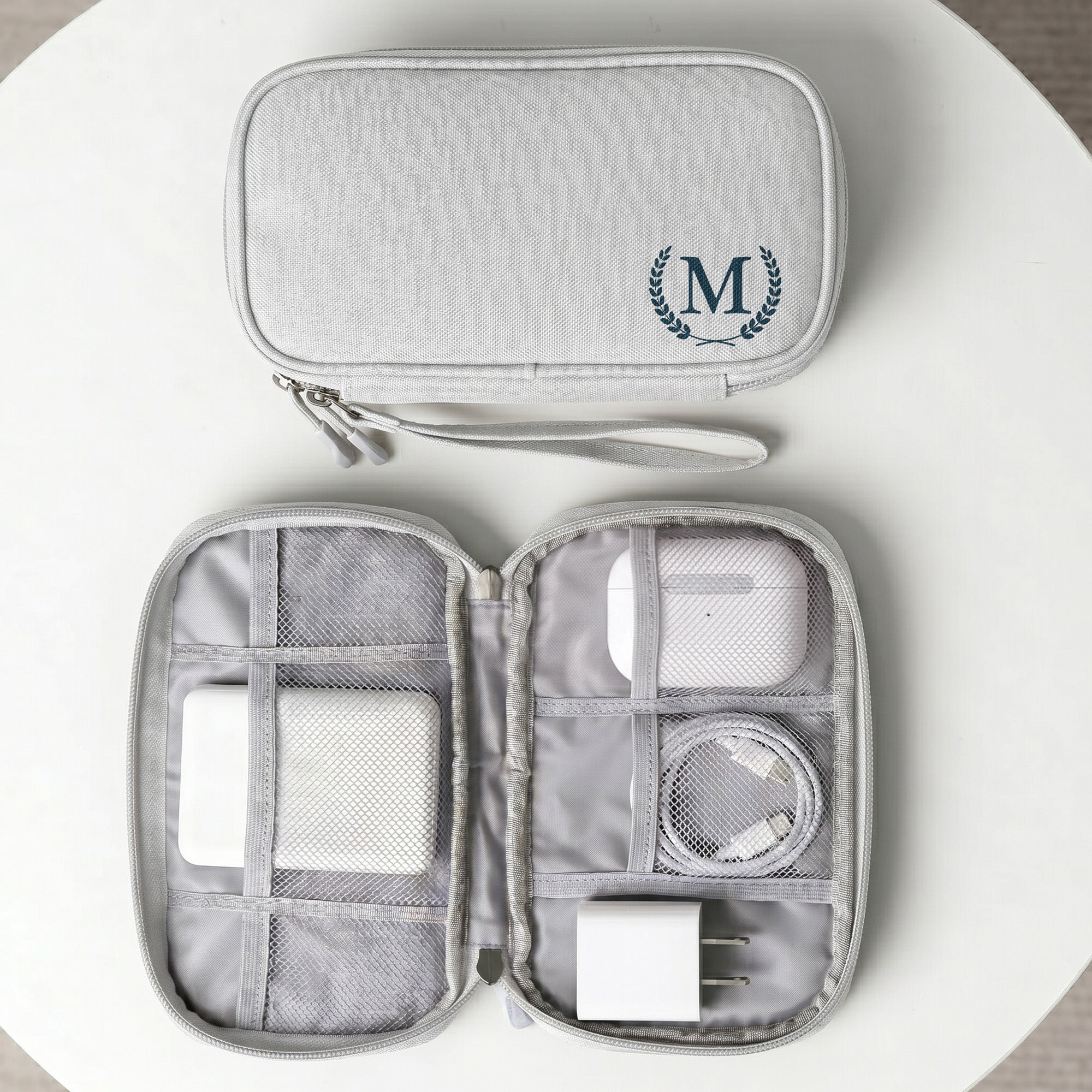 Custom Name Monogram Gift For Him - Personalized Cable Bag