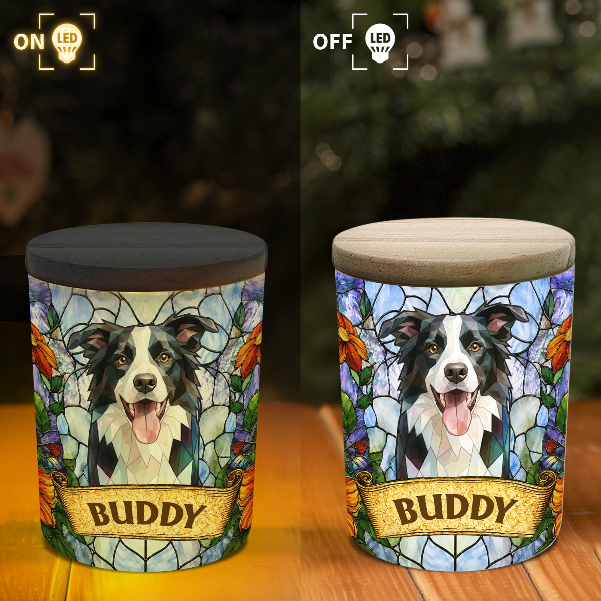 Custom Pet Portrait Stained Glass Style Pet Loss Sympathy Gifts - Personalized Night Light
