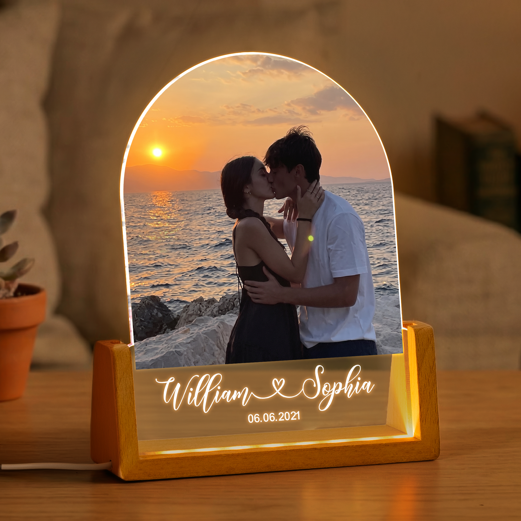 Custom Photo Anniversary Gifts For Her, Him Couple Gift - Perssonalized Night Light