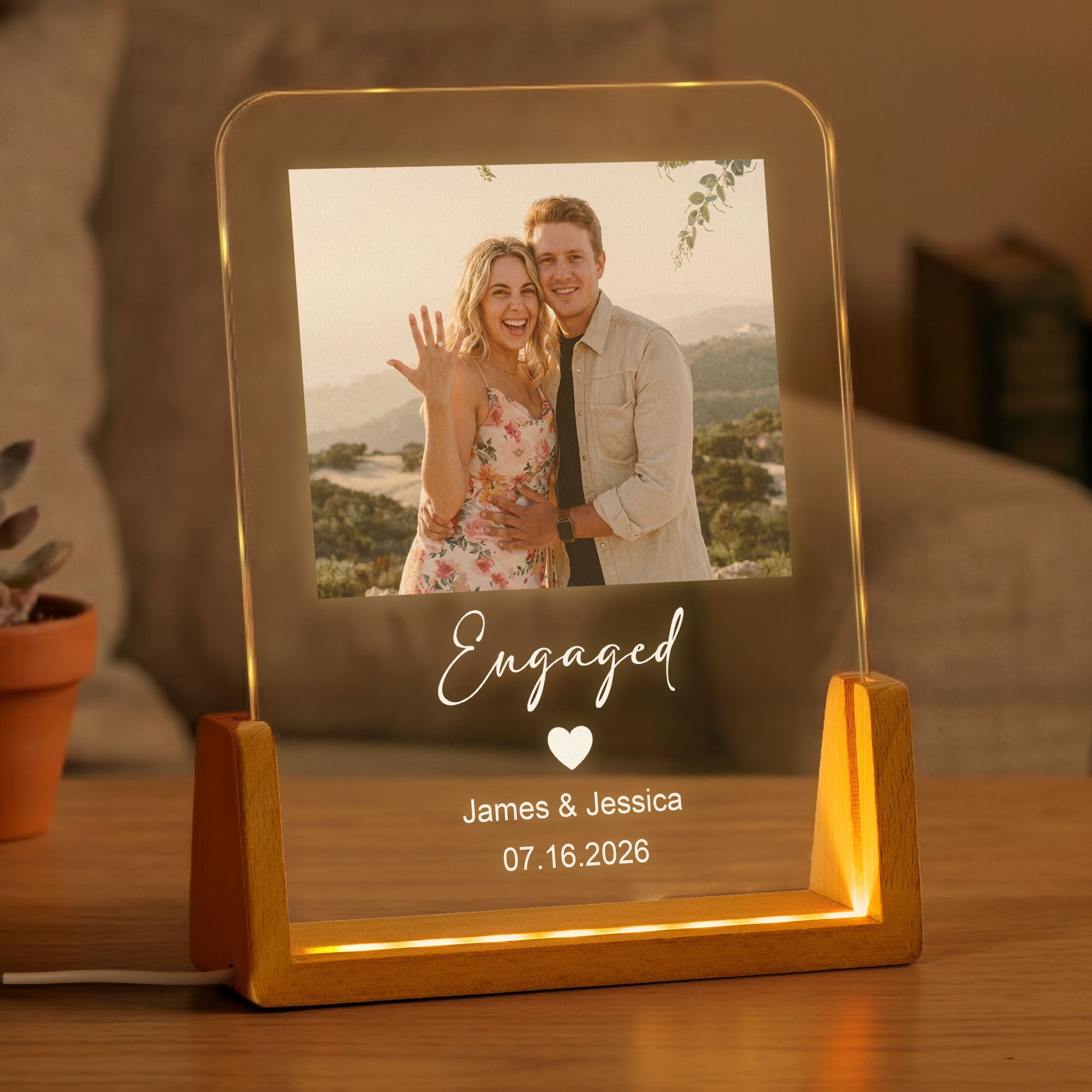 Custom Photo Engagement Gifts For Couple Wedding Anniversary Gifts - Personalized Night Light