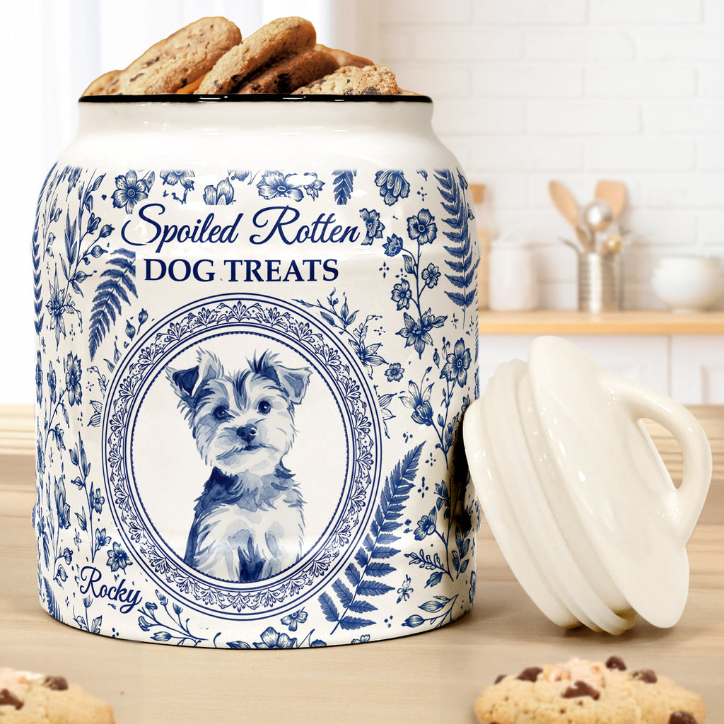 Custom Photo Spoiled Rotten Dog Treats - Personalized Cookie Jar