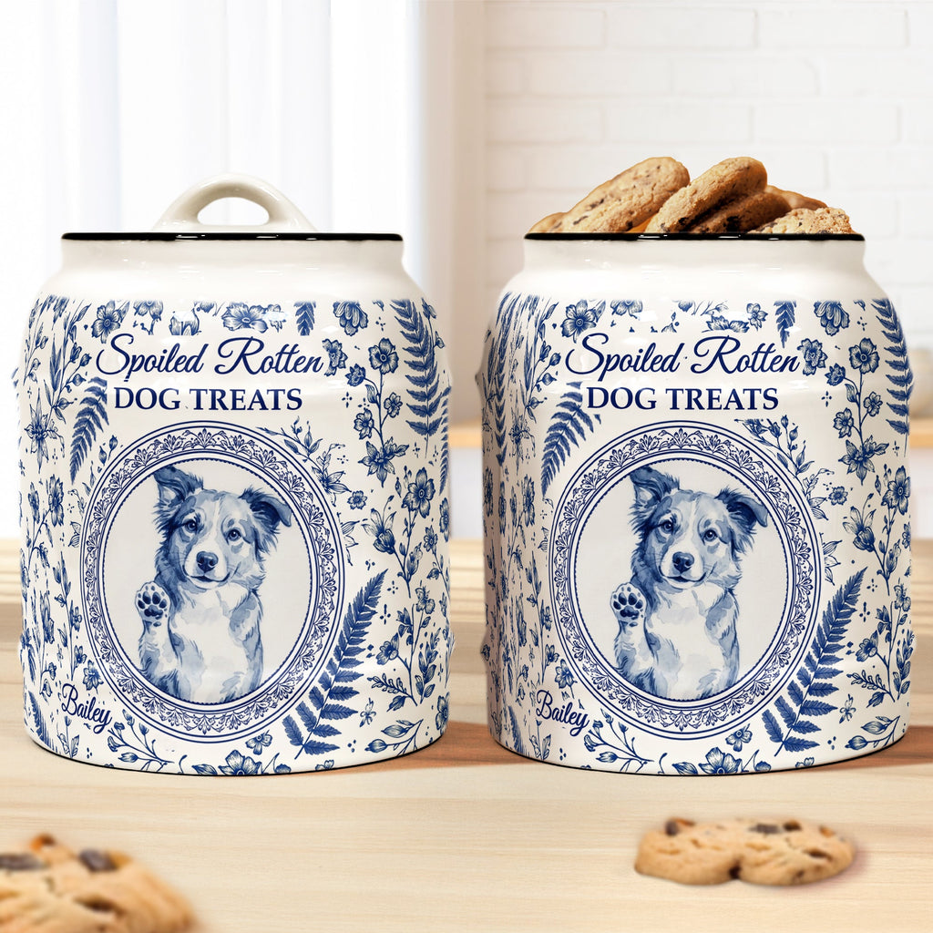 Custom Photo Spoiled Rotten Dog Treats - Personalized Cookie Jar