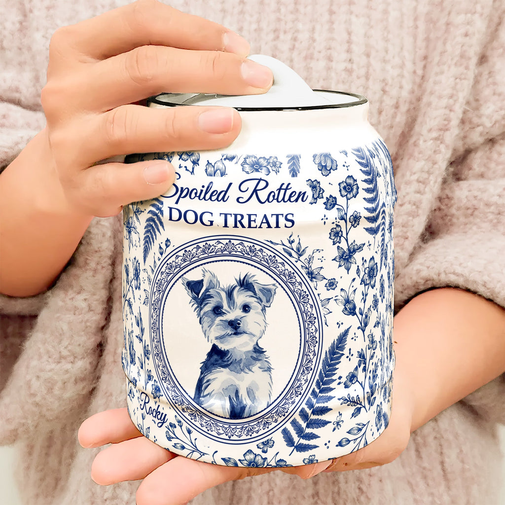 Custom Photo Spoiled Rotten Dog Treats - Personalized Cookie Jar