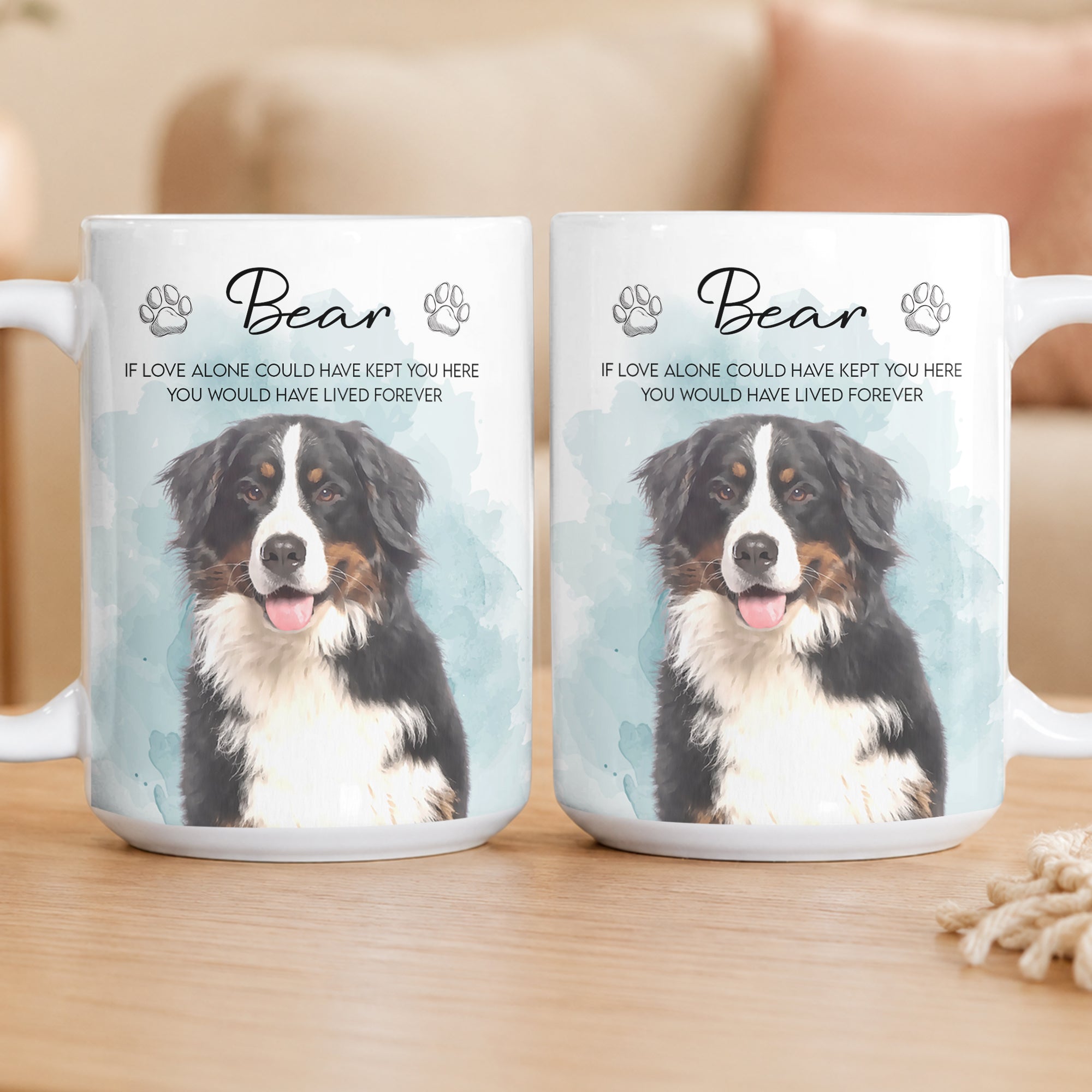 Custom Watercolor Pet Portrait Memorial Gift - Personalized Mug