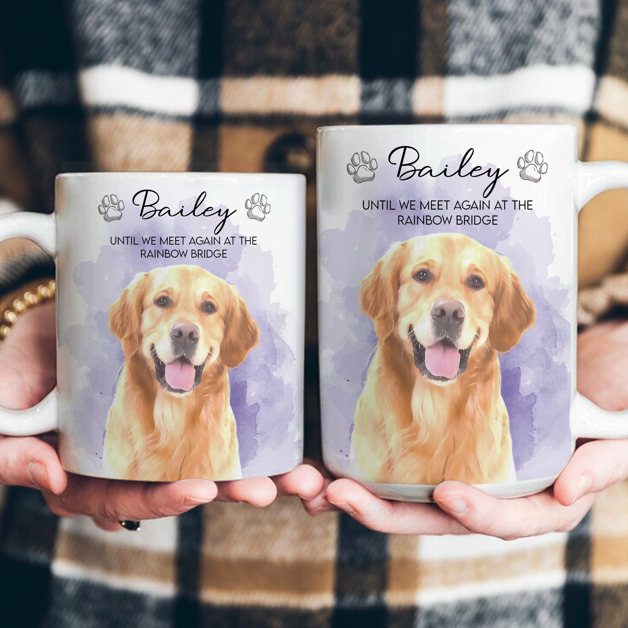 Custom Watercolor Pet Portrait Memorial Gift - Personalized Mug