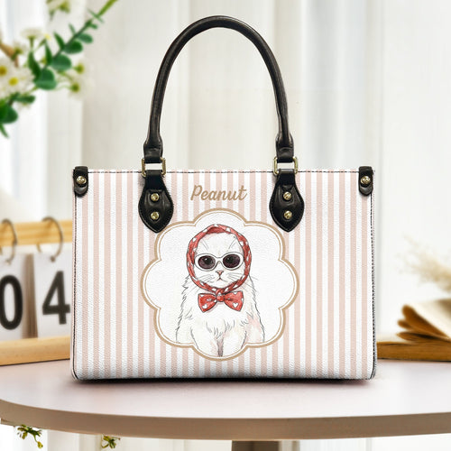Custom Bag With Pet Photo Watercolor - Personalized Leather Bag
