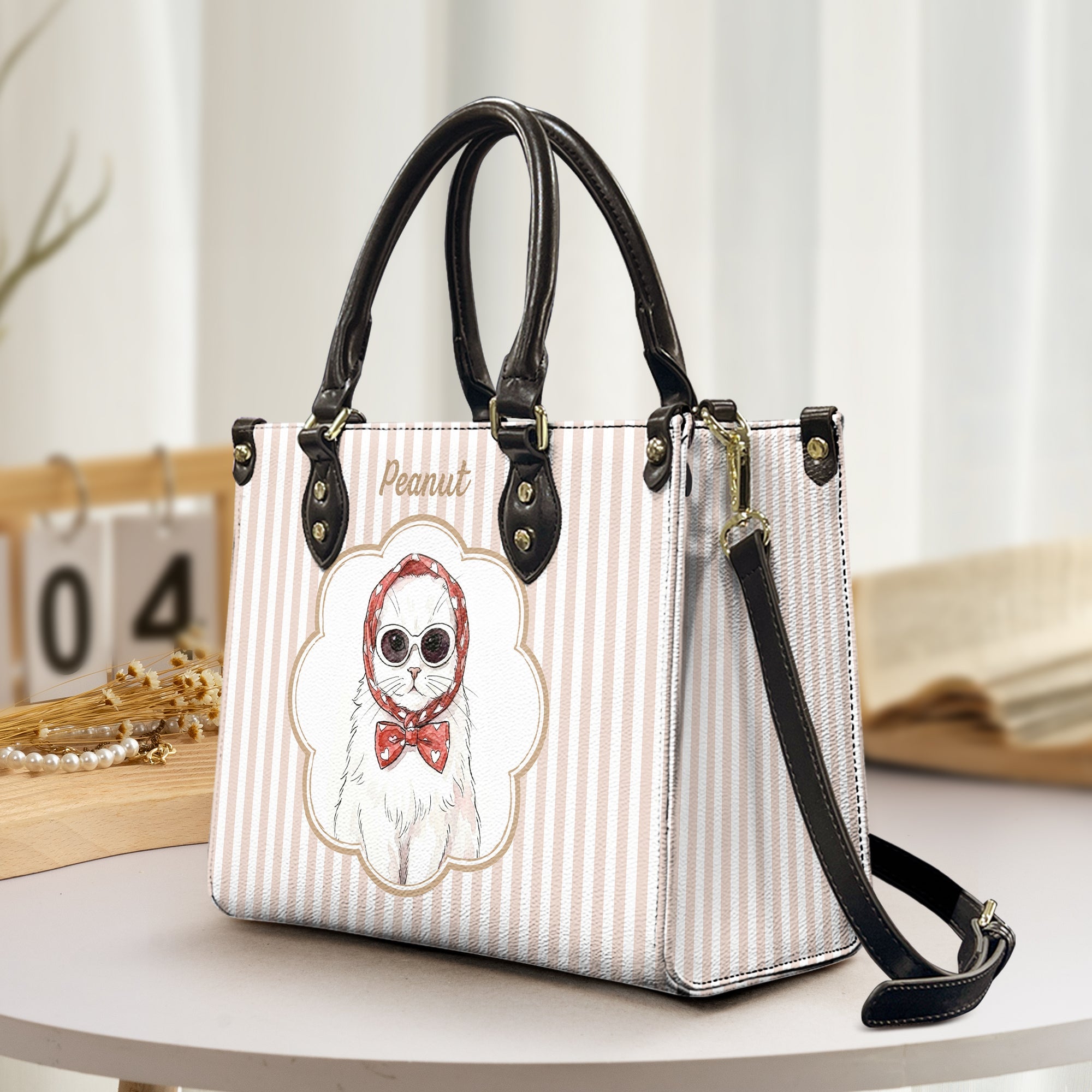 Custom Bag With Pet Photo Watercolor - Personalized Leather Bag